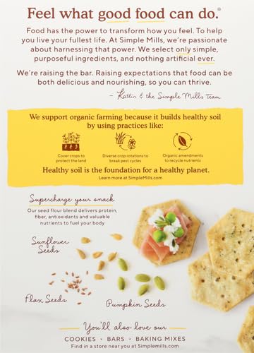 Simple Mills Organic Seed Crackers, Garlic & Herb - Gluten Free, Vegan, Healthy Snacks, Paleo Friendly, 4.25oz (Pack of 1) | Perfect for On-the-Go, Lunchboxes & Keto Diet