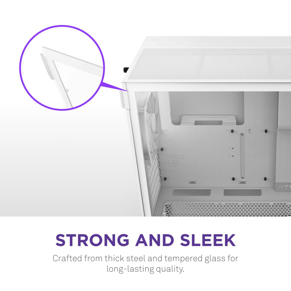 NZXT H5 Flow 2024 Compact ATX Mid-Tower PC Gaming Case - High Airflow Design with 2 x 120mm Fans - Supports 360mm Front & 240mm Top Radiators - Premium Cable Management & Tempered Glass Panel - Sleek White Finish - Perfect for Gaming Rigs, Streaming Setups & Workstation Builds