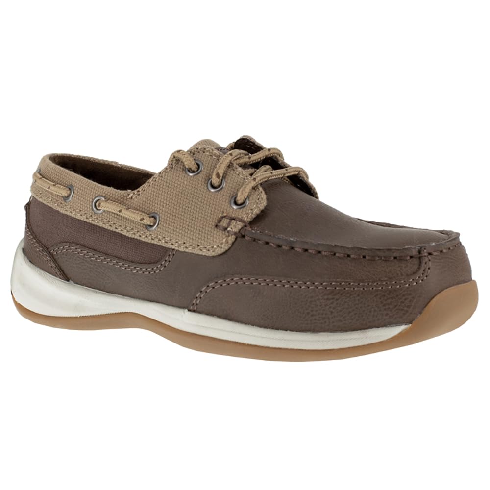 Rockport Women's Sailing Club Safety Toe Three-Eye Tie Boat Shoes - Non-Slip Deck Shoes for Boating, Sailing & Outdoor Activities
