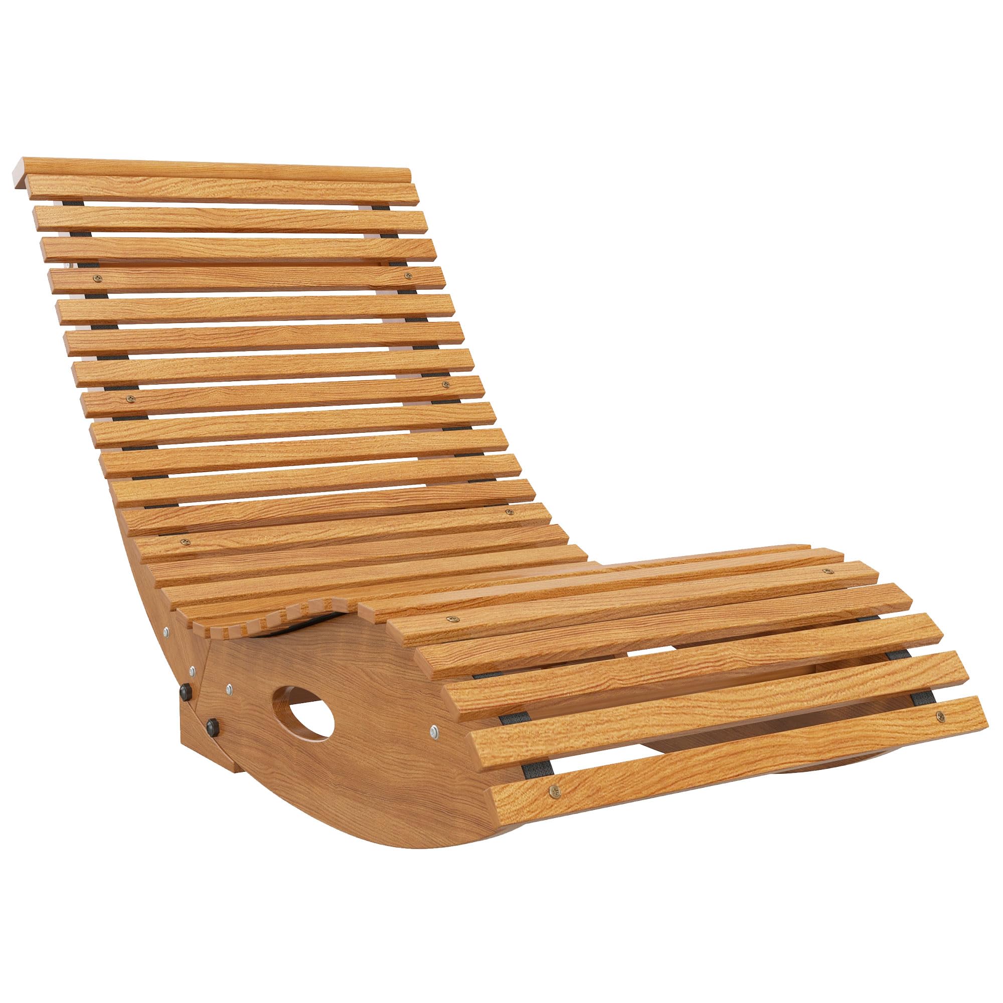 Outsunny Teak Wood Outdoor Rocking Chair - High Back Slatted Seat, S-Shaped Design for Comfort - Perfect for Patio, Garden, Backyard Relaxation & Reading Nook