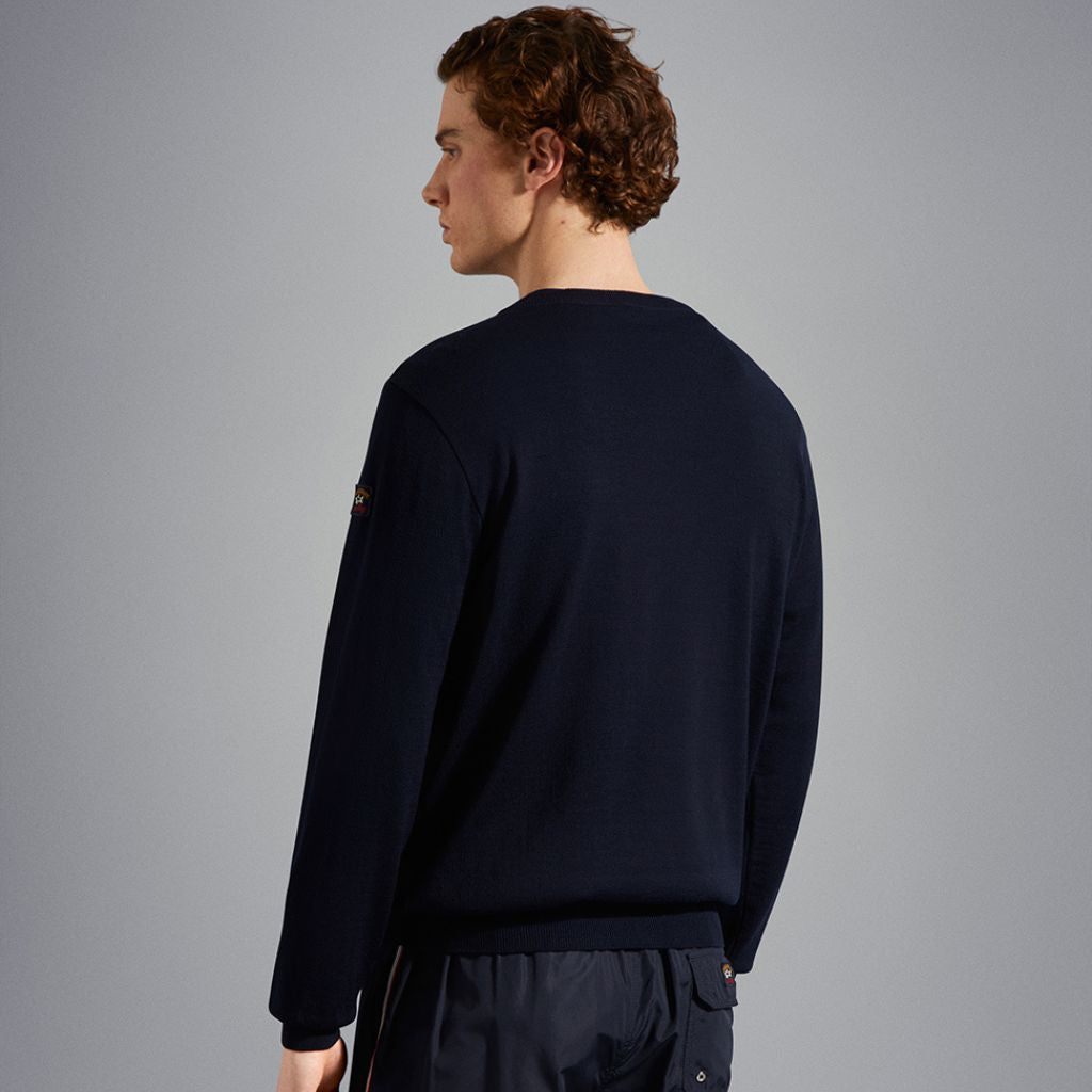 PAUL & SHARK Men's Premium Wool V-Neck Sweater - Navy Blue | Soft & Warm Knit Pullover for Casual Wear & Office Outfits
