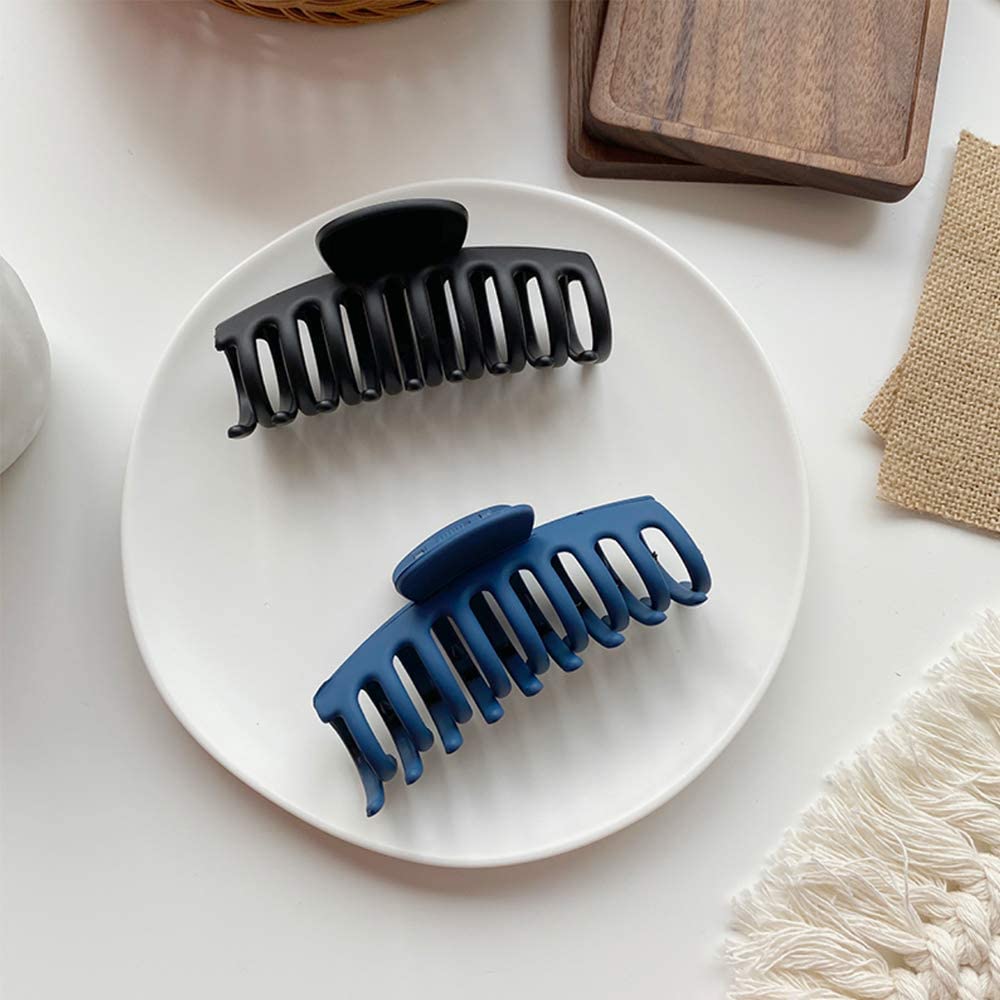 BIG BOX Non-Slip Strong Grip Plastic Hair Claw Clips for Women & Girls - 3 Pack Hair Clamps for Thick, Thin & Curly Hair - Perfect for Work, Gym & Everyday Styling