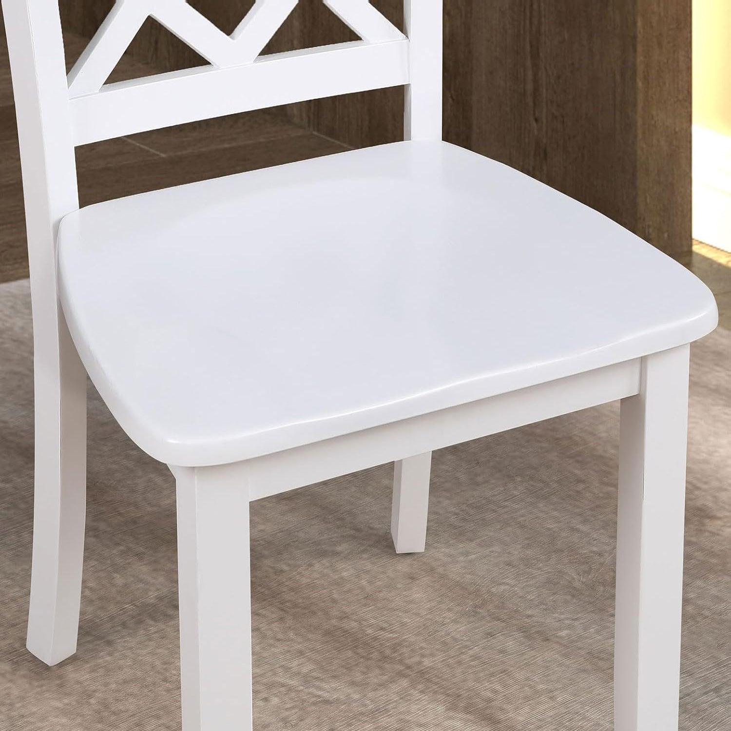 48W Solid Rubberwood 5-Piece Dining Table Set with Diamond Chair Back - Perfect for Kitchen, Dining Room, and Small Space Home Decor