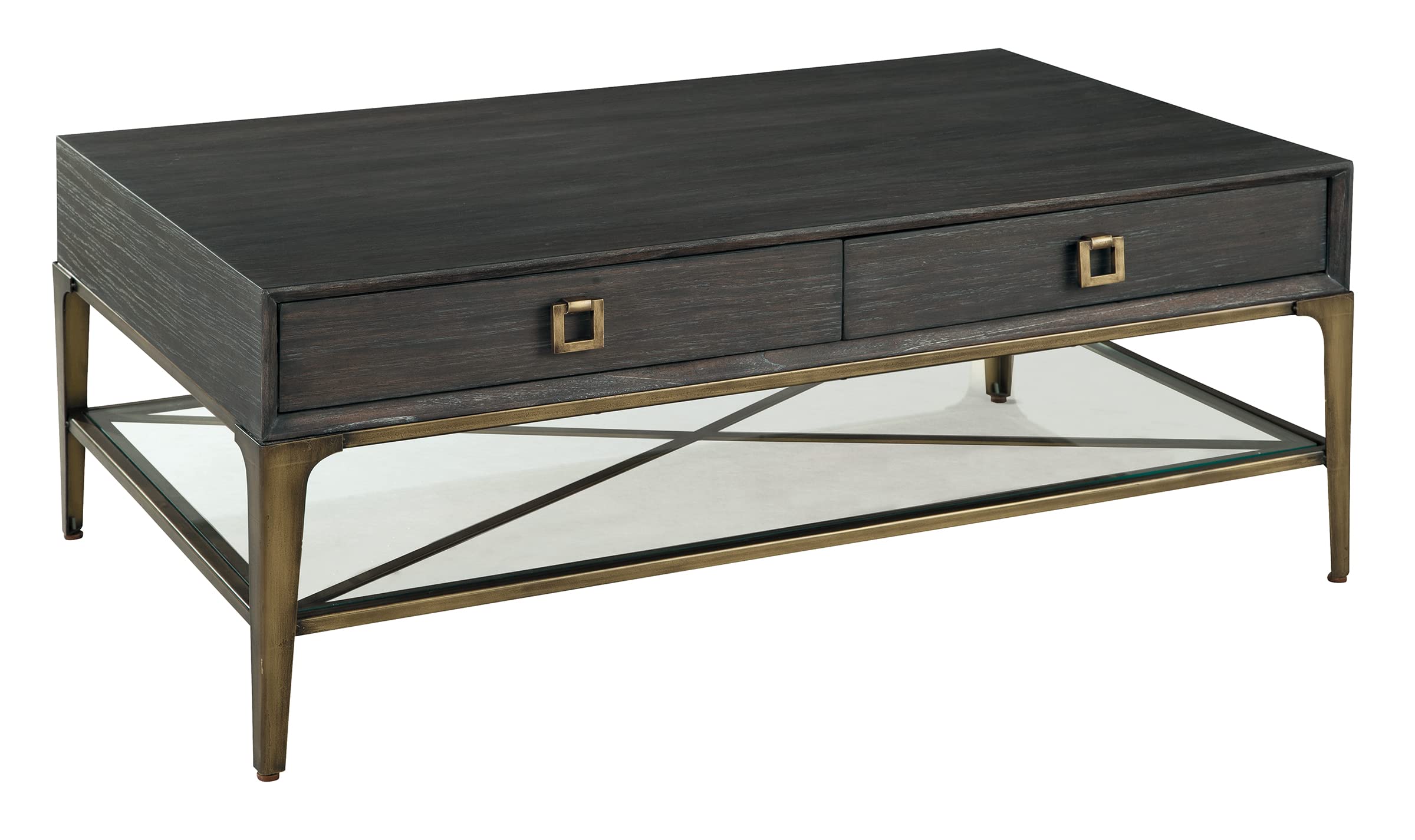 Hekman Edgewater Rectangular Coffee Table with Storage Drawers - Solid Wood Living Room Furniture with 2 Drawers & Glass Shelf, Farmhouse Style Home Decor for Living Room, Bedroom or Office - Perfect for Storing Magazines, Remote Controls & Displaying Decorative Items