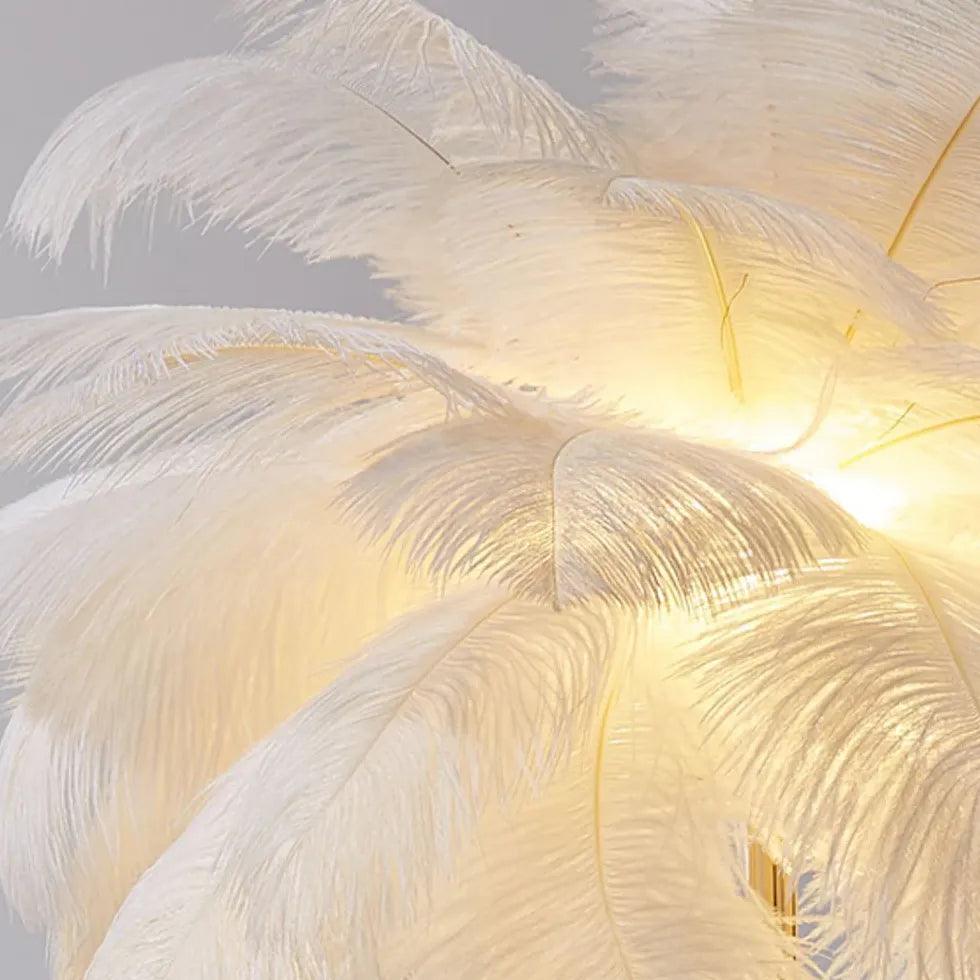 Elegant Warm White Feather Gold Floor Lamp - Modern Standing Light for Living Room, Bedroom & Office Decor
