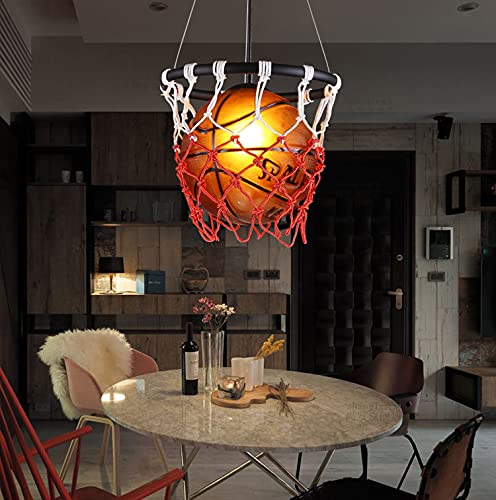 HLigExp Kids Room Chandelier - Creative Basketball Design LED Ceiling Light for Children's Bedroom, Nursery, Playroom | Energy Efficient A++ Indoor Lighting Fixture for Living Room, Dining Room & Bedroom Decor | Perfect for Sports-Themed Kids Spaces and Game Rooms