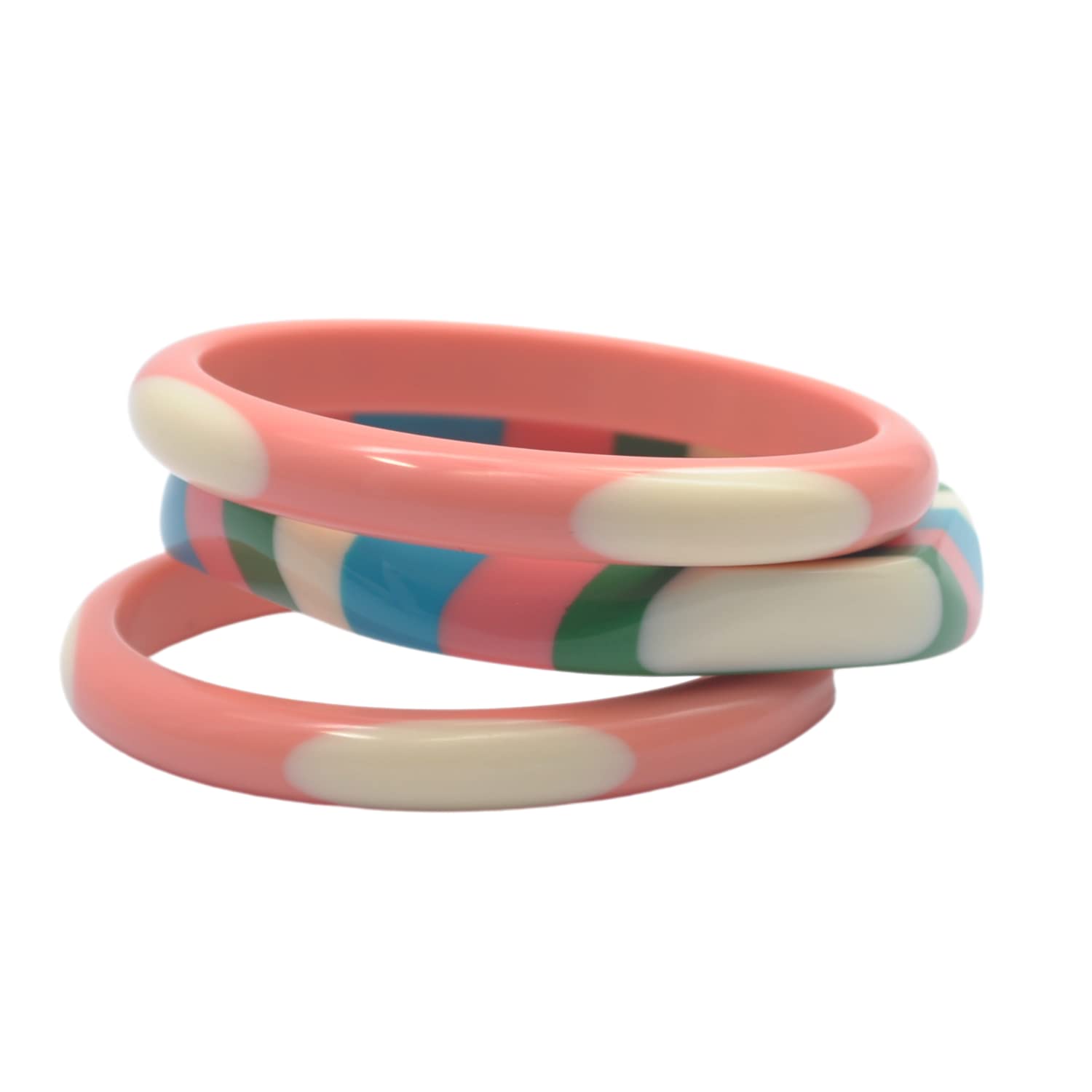 Vibrant Set of 3 Resin Bangle Bracelets for Teens - Rainbow Color Collection | Fashion Jewelry for Girls | Perfect for Parties, Gifts & Everyday Wear