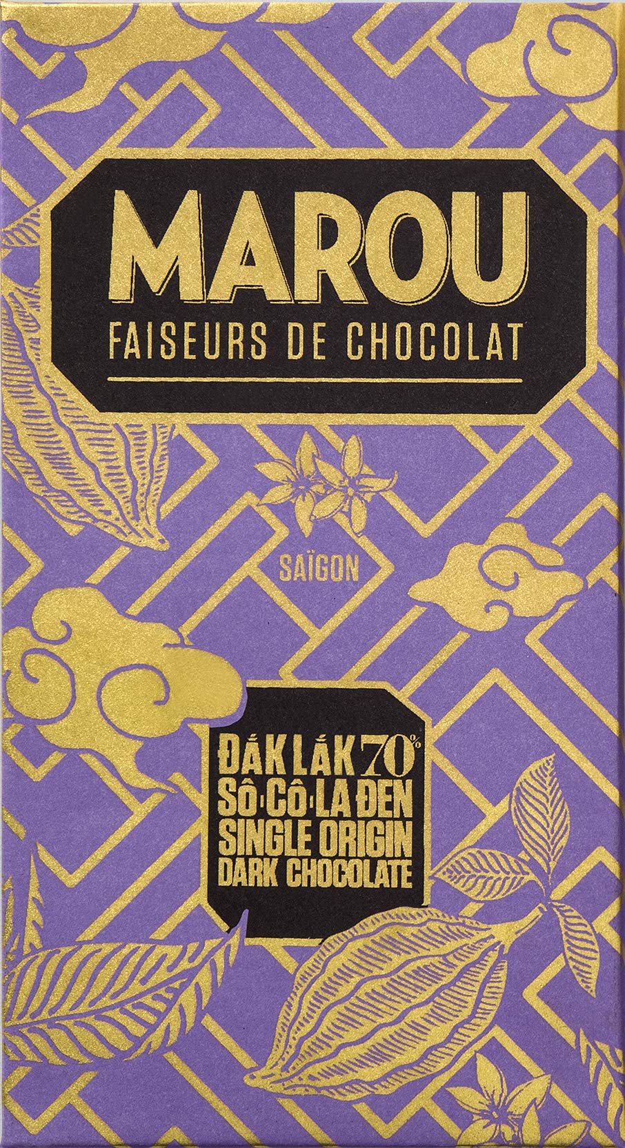 MAROU 70% Dark Chocolate Bar - Grand Cru Dak Lak Vietnam - 80g, No Lecithin, Gluten-Free - Premium Single Origin Chocolate (Box of 10) - Perfect for Gifts, Desserts & Gourmet Cooking