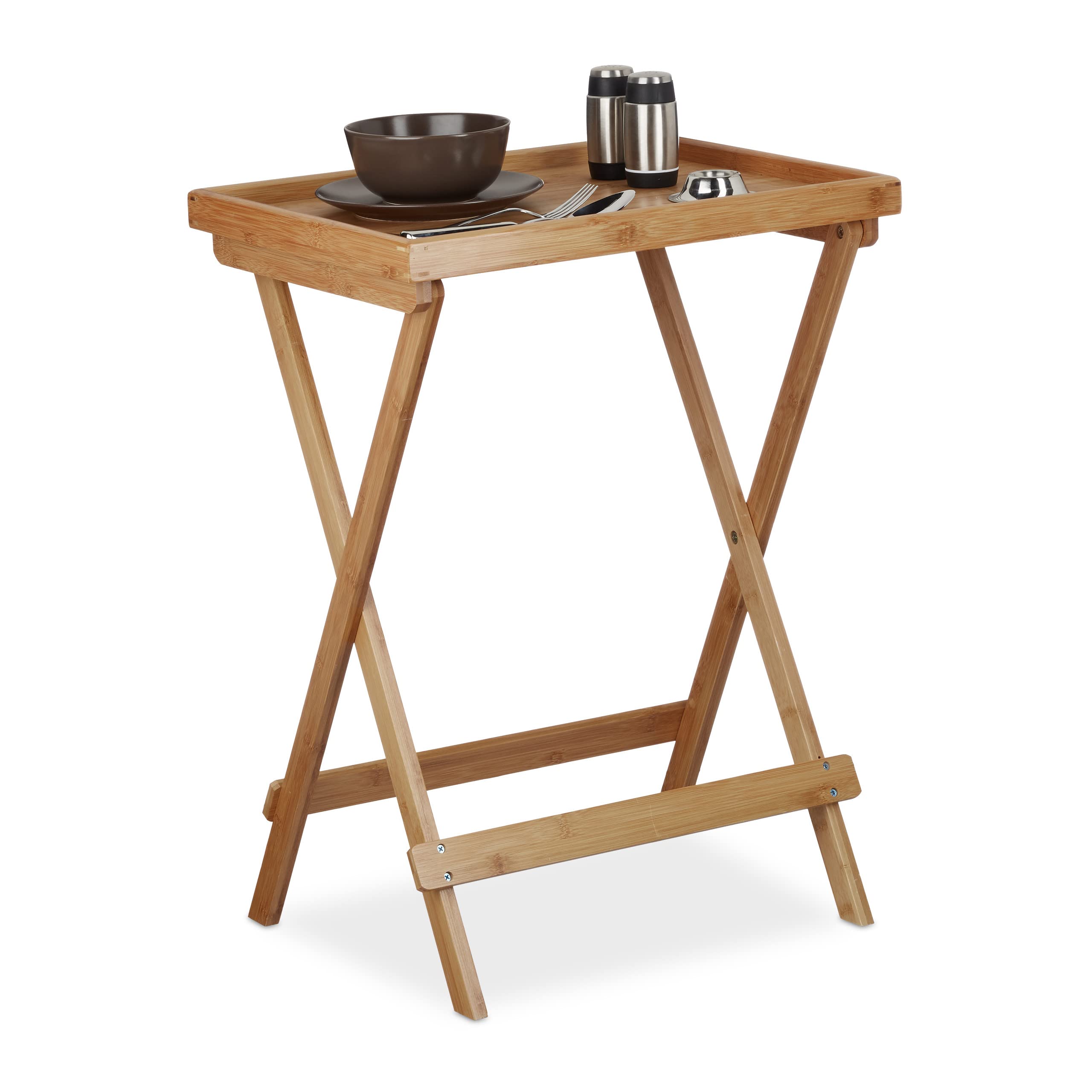 **Relaxdays Bamboo Tray Table - Foldable Serving Table for Breakfast in Bed, Sofa, or Outdoor Use - Natural Brown - 66 x 50 x 38.5 cm**    *(Perfect for cozy mornings, TV snacks, picnics, or as a stylish side table!)*
