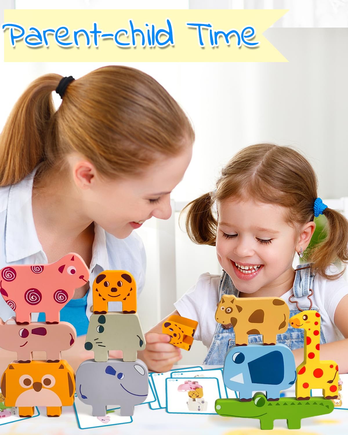 Montessori Wooden Animal Stacking Blocks - Educational Puzzle Toys for Toddlers 1-3 Years Old | Learning Toys for Boys & Girls Age 1-4 | Perfect Gift for 1st 2nd 3rd Birthday | Develop Fine Motor Skills & Early Learning | Great for Daycare, Preschool & Home Playtime