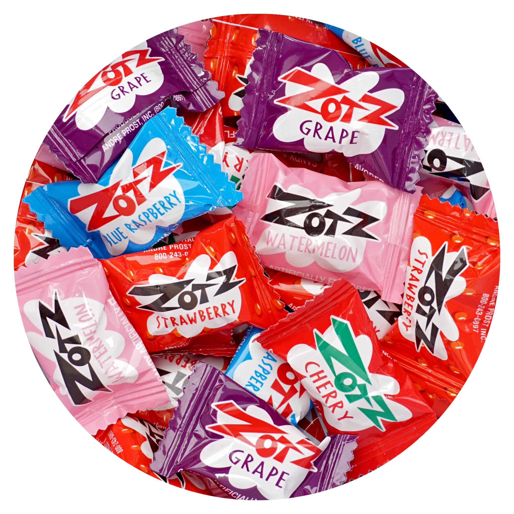 Zotz Fizz Candy Bulk 2lb Bag - 180 Pieces Assorted Flavors (5 Flavors) - Sour Fizzy Candy for Parties, Halloween Treats & Office Snacks