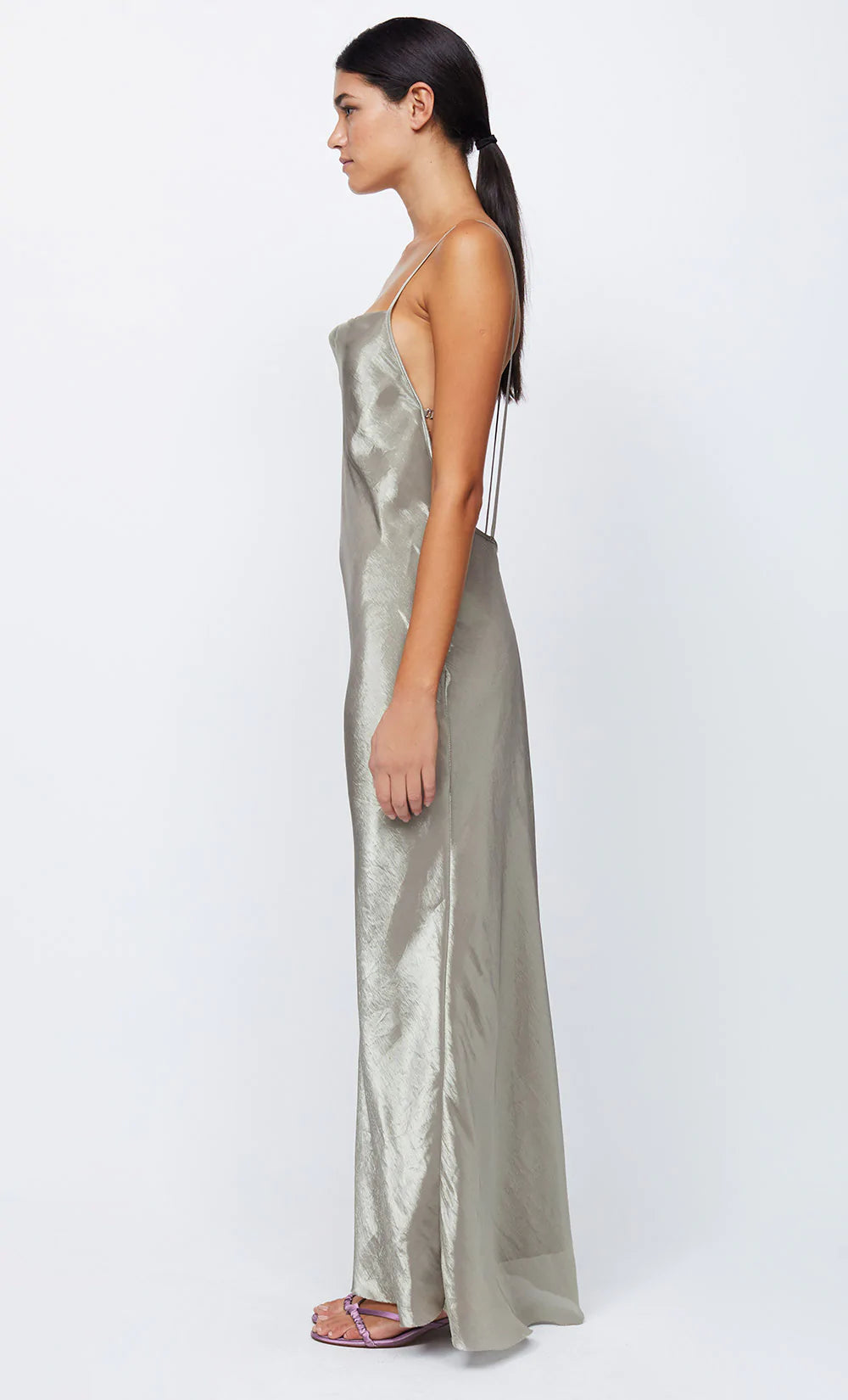 Fleur Maxi Dress - Iridescent Silver Long Flowy Evening Gown for Women, Perfect for Weddings, Parties & Special Occasions
