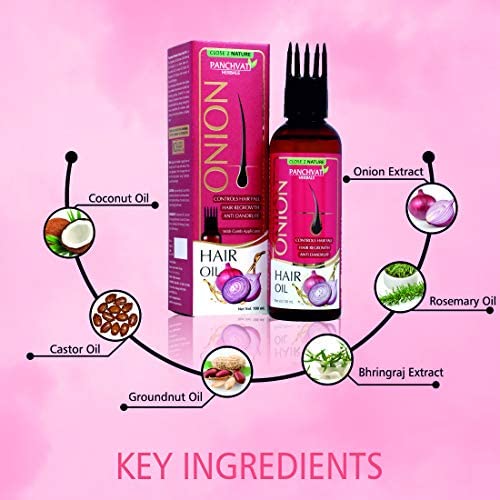 Panchvati Herbals Onion Oil 100ml - Natural Hair Growth Treatment for Men & Women - Reduces Hair Fall & Repairs Damage - Pack of 1 - Perfect for Daily Scalp Massage & Hair Care Routine