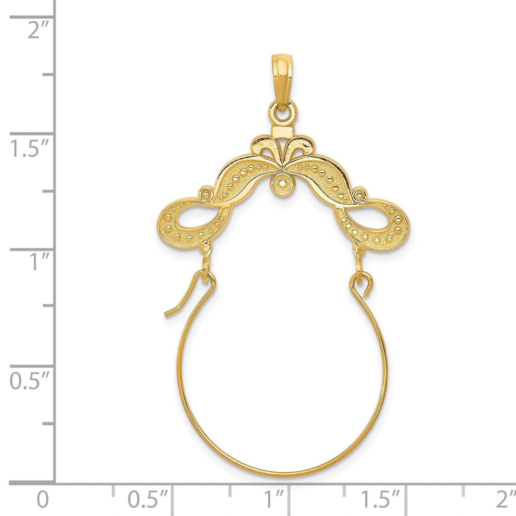 14K Gold Polished Ribbon Charm Holder Jewelry - Elegant Pendant Necklace for Women, Gift for Anniversary, Valentine's Day & Special Occasions
