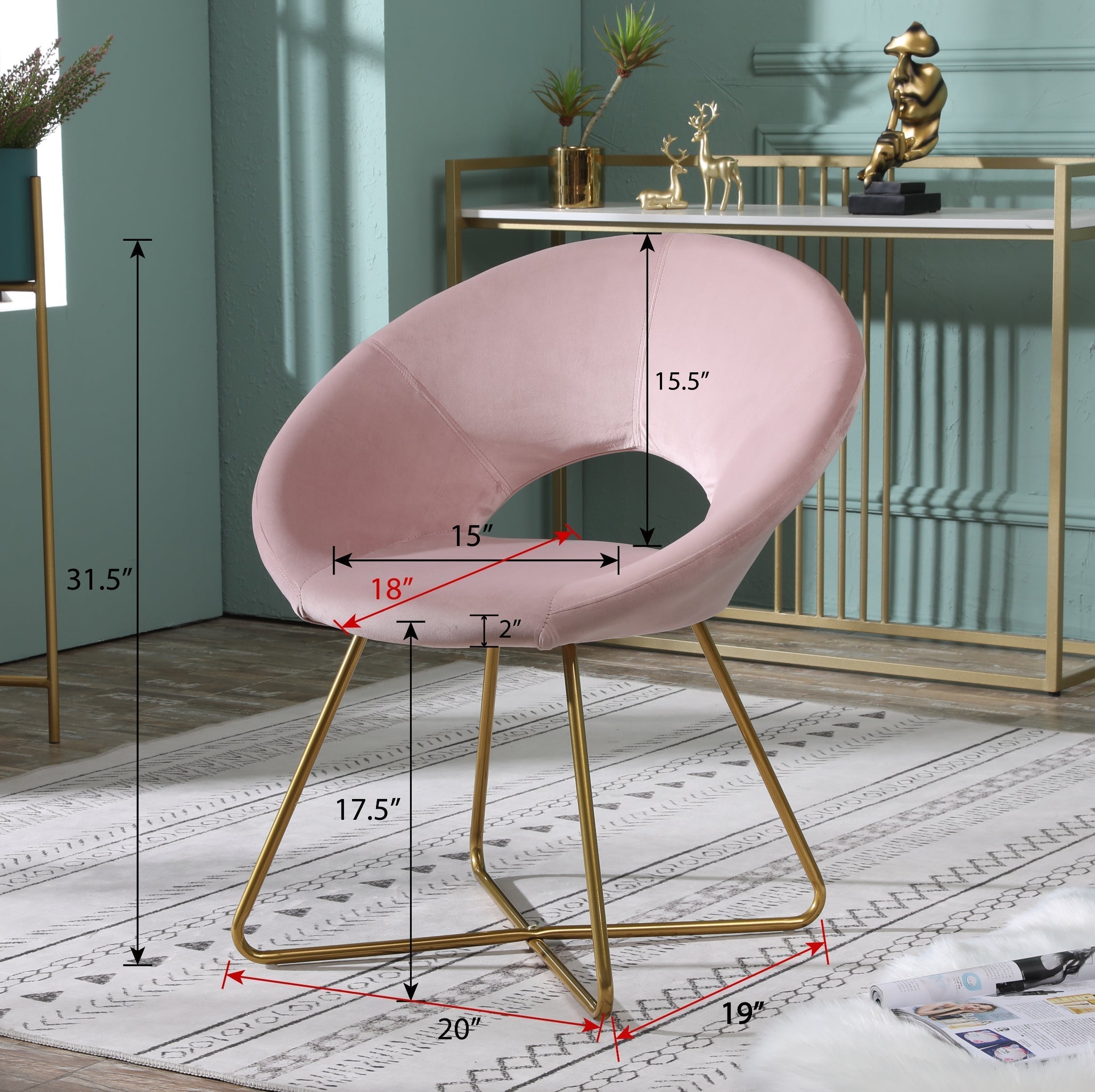 Roundhill Furniture Slatina Silky Velvet Upholstered Accent Chair - Modern Velvet Lounge Chair with Solid Wood Legs for Living Room, Bedroom & Office Decor