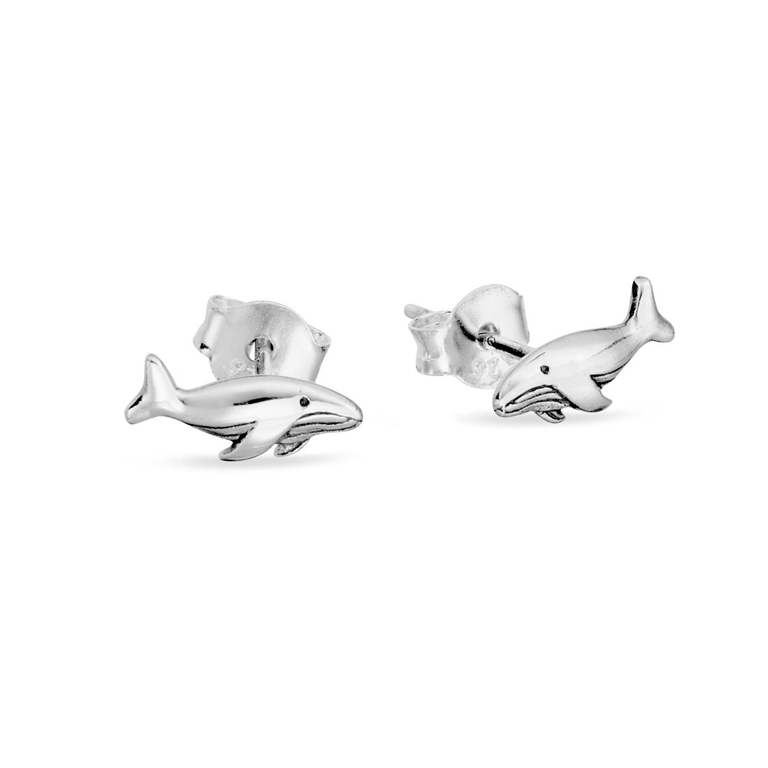 Whale Song Stud Earrings - Handmade Sterling Silver Whale Tail Earrings for Women - Perfect for Beach, Ocean, and Nautical Jewelry Lovers