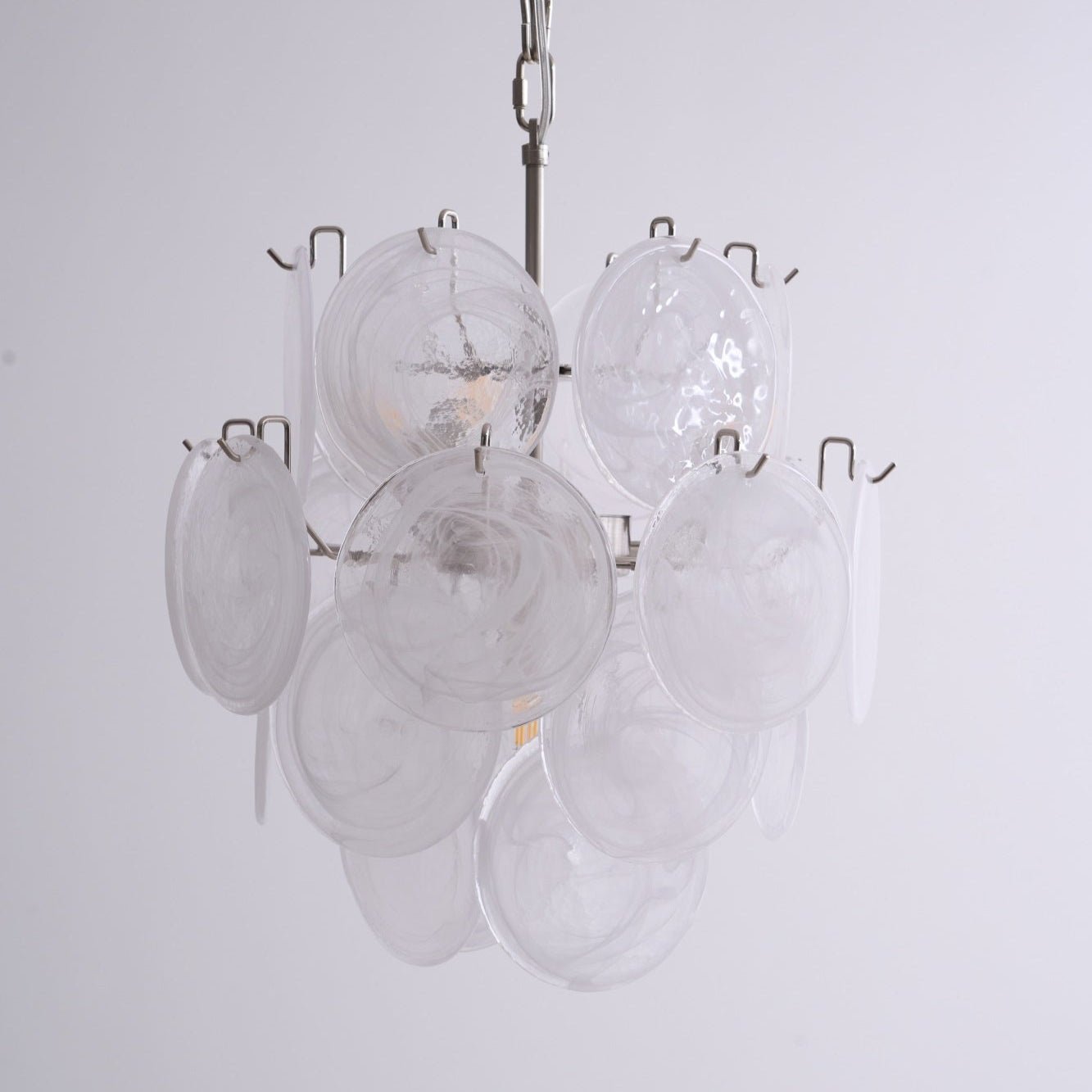 Elegant Aqua White Glass Murano Chandelier - Handcrafted Venetian Lighting Fixture for Dining Room, Bedroom & Living Room Decor