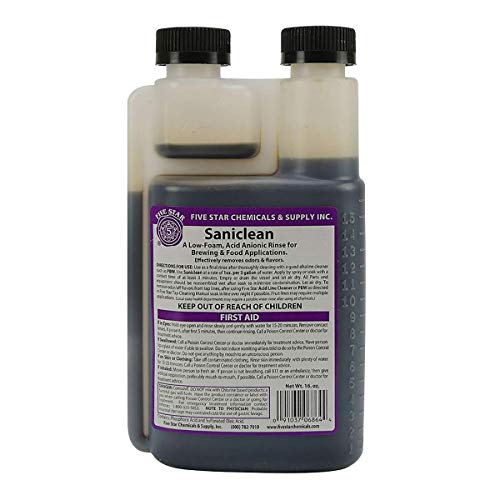 Five Star Saniclean - 16oz Low Foam Brewing Sanitizer & Acid Anionic Rinse - Ideal for Homebrew, Winemaking & Commercial Beer Equipment Cleaning