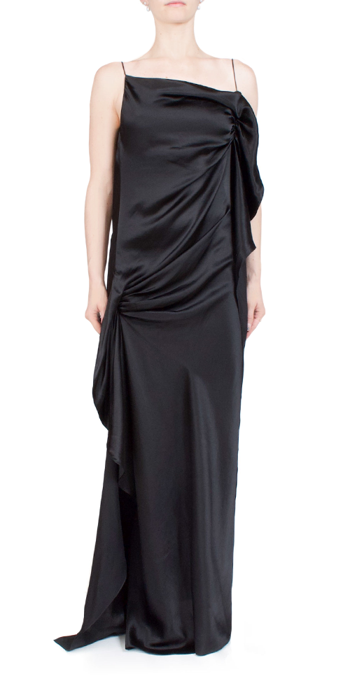 Elegant Cusco Draped Silk Maxi Dress for Women - Boho Chic Summer Beach Wedding Party Wear - Flowy Long Evening Gown for Special Occasions