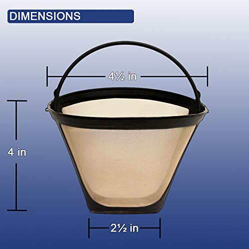 Premium GoldTone 8-12 Cup Coffee Filter & 12-Pack Charcoal Water Filters - Compatible with Cuisinart Coffee Makers (Replaces Cuisinart No.4 Cone Filter & Water Filter) - Perfect for Home Brewing, Office Use & Camping Trips