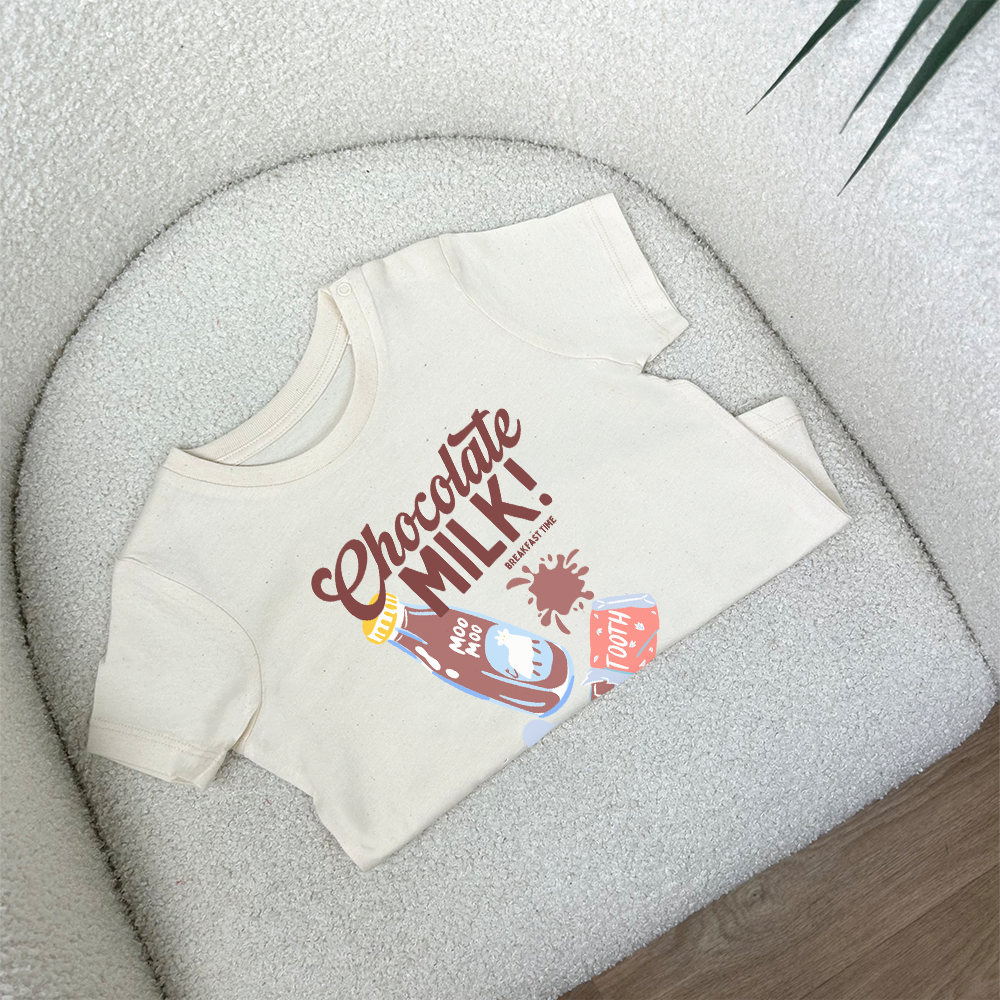 Chocolate Milk Graphic Kids T-Shirt - Cute Cartoon Print Cotton Tee for Boys & Girls - Perfect for School, Playdates & Family Outings