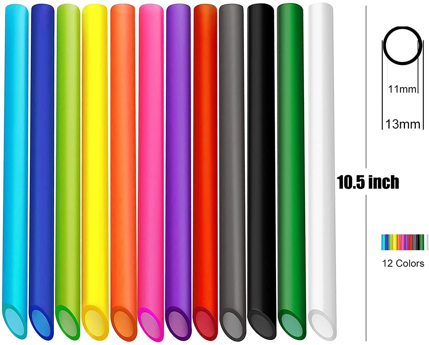 ALINK 10 Pack Reusable Stainless Steel Straws + 12 Pack Bubble Tea Straws - Eco-Friendly Metal Drinking Straws for Smoothies, Iced Coffee & Juice at Home, Office or Travel