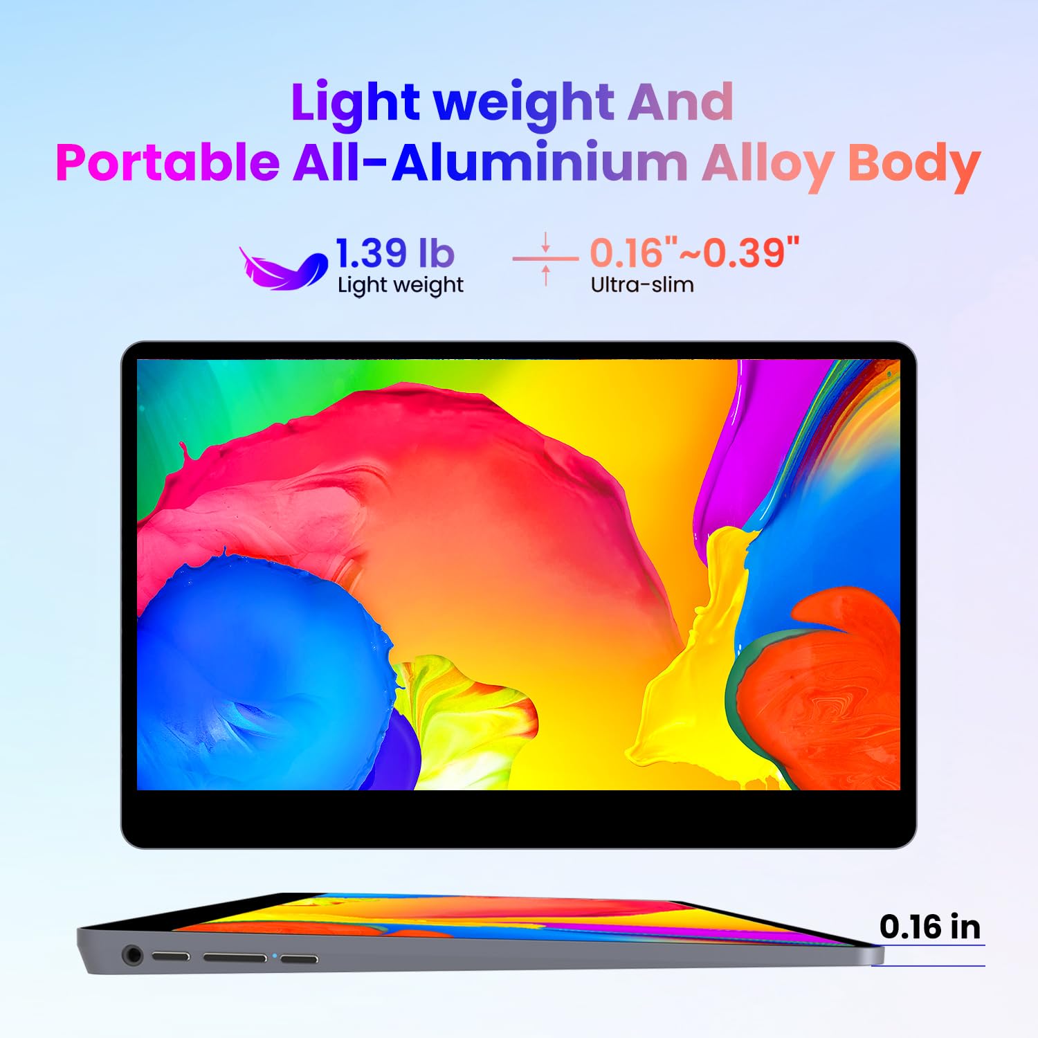 13.3inch OLED Portable Monitor for Laptop - Ultra Slim Anti-Glare 1080P FHD HDR USB-C HDMI External Display for Mac, PC, Phone, Switch, PS5, Xbox - Perfect for Gaming, Work & Travel