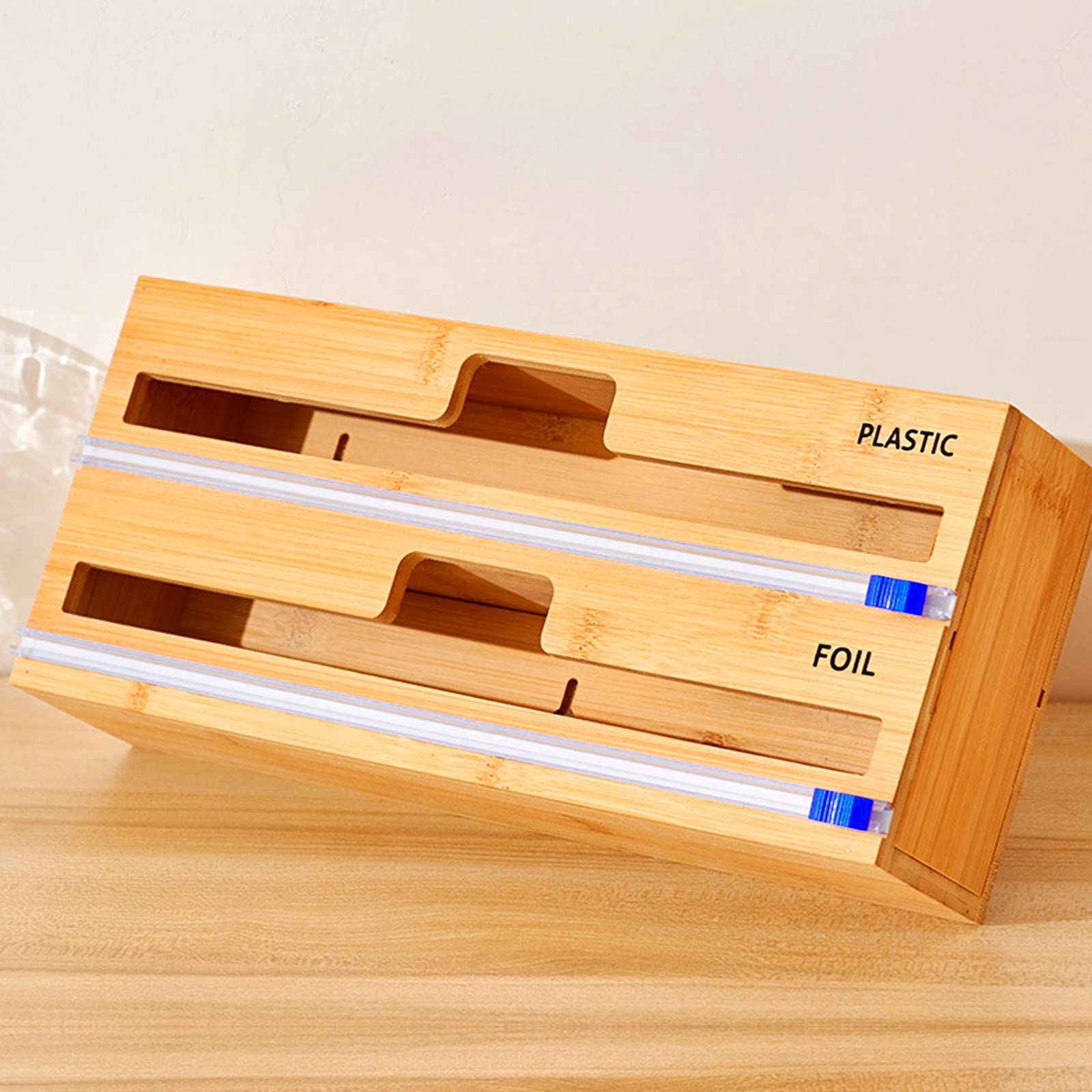 2 in 1 Foil & Plastic Wrap Organizer - Kitchen Drawer Storage Holder for Parchment Paper, Wax Paper & Cling Film - 12