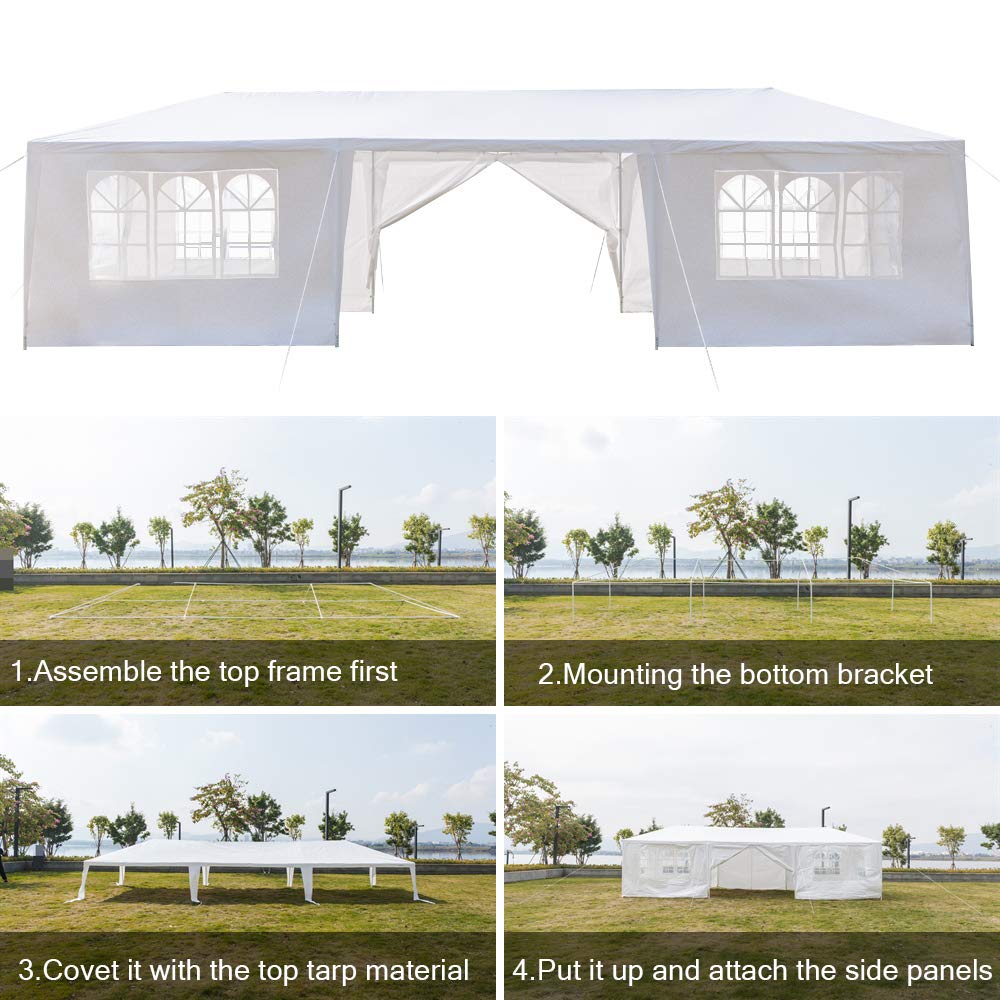 10'x30' Waterproof Outdoor Canopy Tent - Heavy-Duty Party Wedding Gazebo with Removable Sidewalls & Upgraded Steel Frame - Perfect for Backyard Events, Camping, Picnics and Outdoor Gatherings