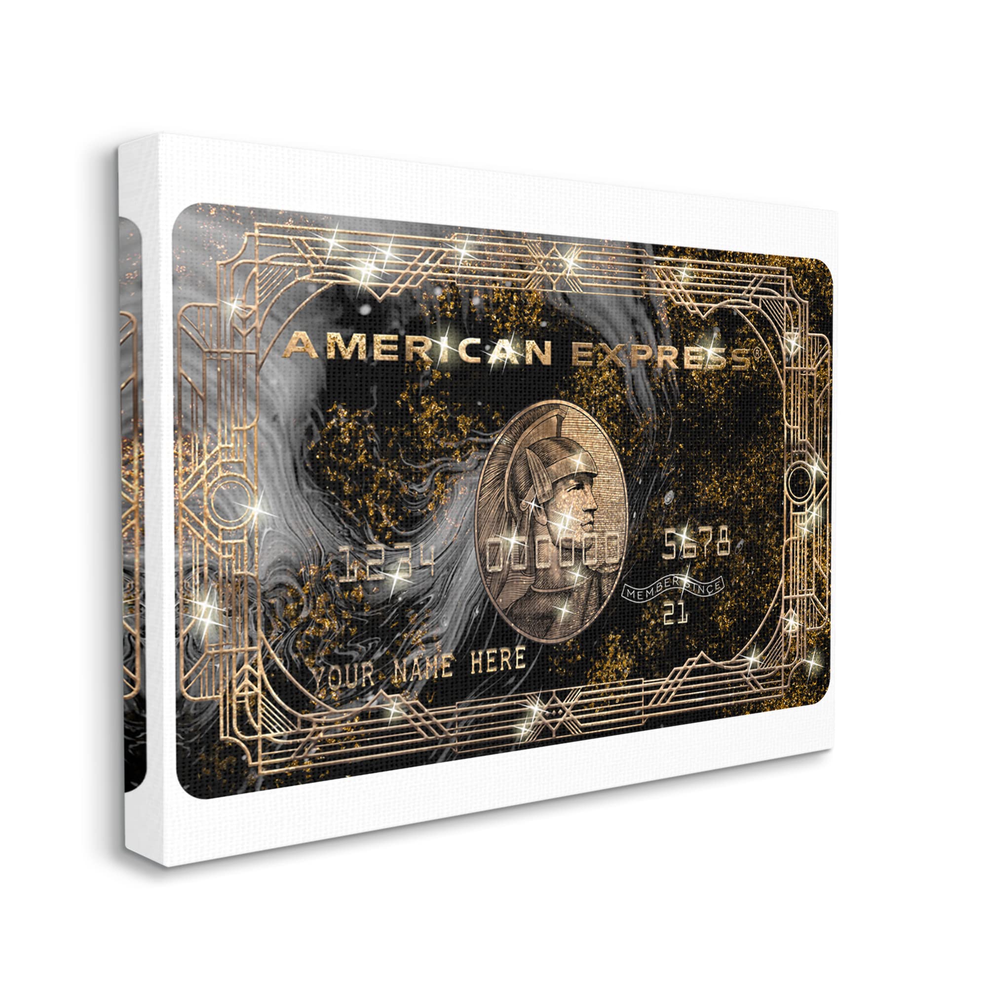 Stupell Industries Glam Fashion Card Chic Pattern Money Sparkle Canvas Wall Art - 48x36 Inches Yellow - Designed by Ziwei Li | Trendy Home Decor for Living Room, Bedroom & Office