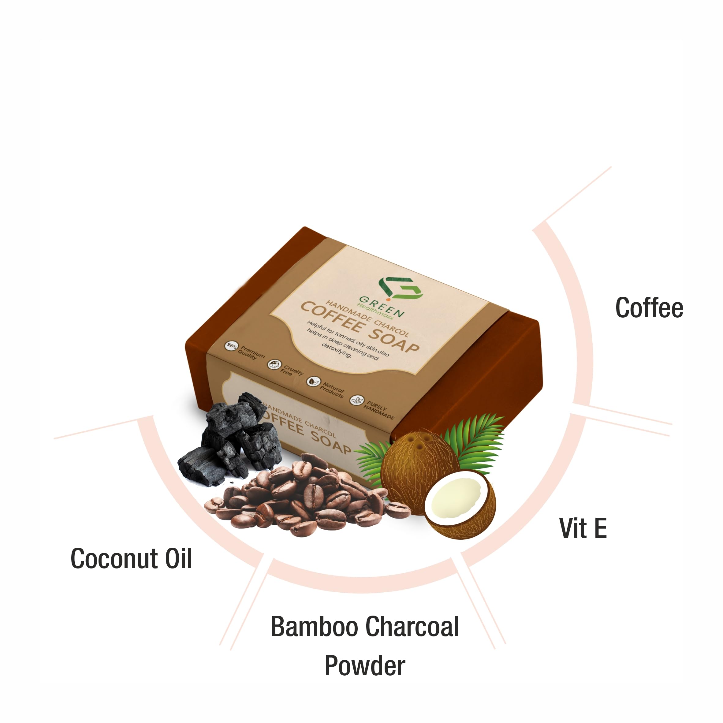 GREEN Healthmaxx Coffee Soap - Natural Exfoliating & Brightening Bar for Tan Removal | Perfect for Post-Sun Care & Daily Skin Renewal