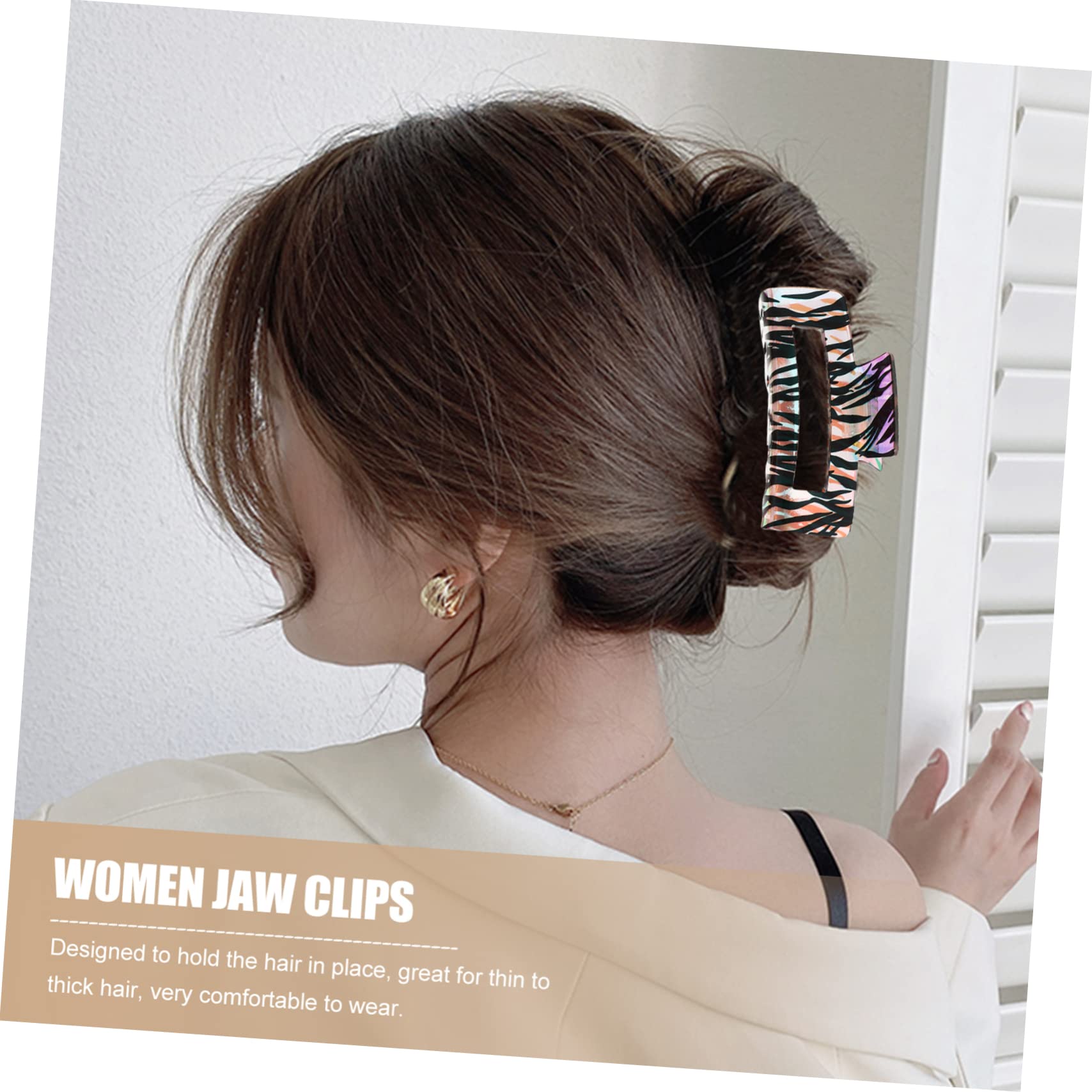 FOMIYES 3-Pack Acrylic Zebra Striped Hair Claw Clips for Women - Non-Slip Jaw Clips with Teeth, Fashion Hair Accessories for Daily Use, Parties, Weddings & Special Events
