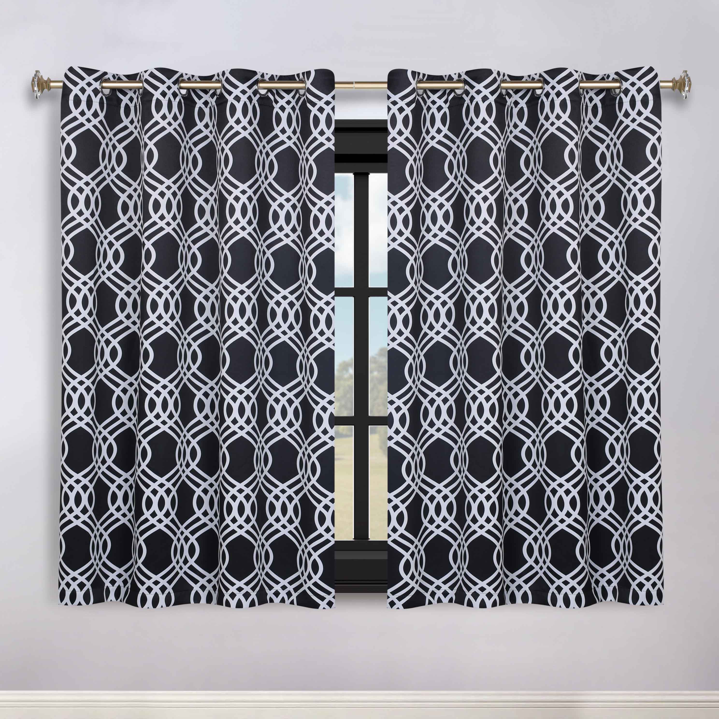 Washable Blackout Curtains with Ribbon Trellis Design - Room Darkening Window Treatment for Bedroom & Living Room - Thermal Insulated Drapes for Better Sleep and Energy Efficiency