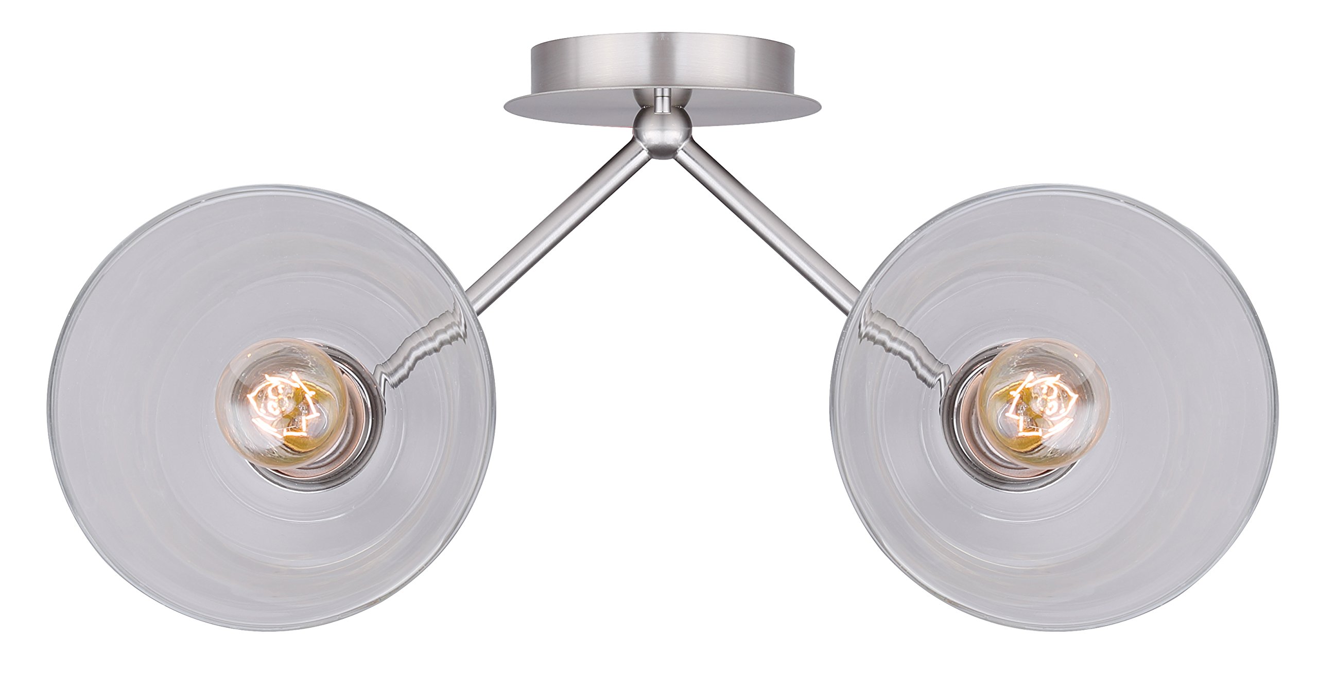 CANARM IVL628A02BN LTD Larken 2-Light Brushed Nickel Vanity Light with Clear Glass Shades - Perfect for Bathroom, Bedroom, and Dressing Room Lighting