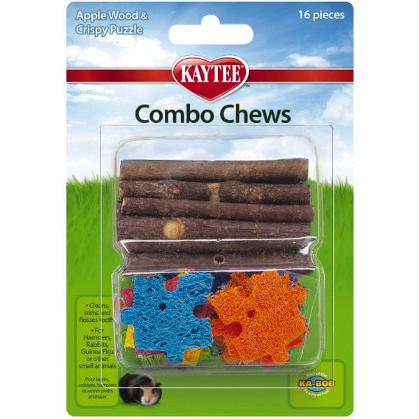 Kaytee Combo Chews - Natural Apple Wood & Crispy Puzzle Treats for Small Pets - Great for Rabbits, Guinea Pigs & Hamsters - Fun Chew Toys for Dental Health & Boredom Relief