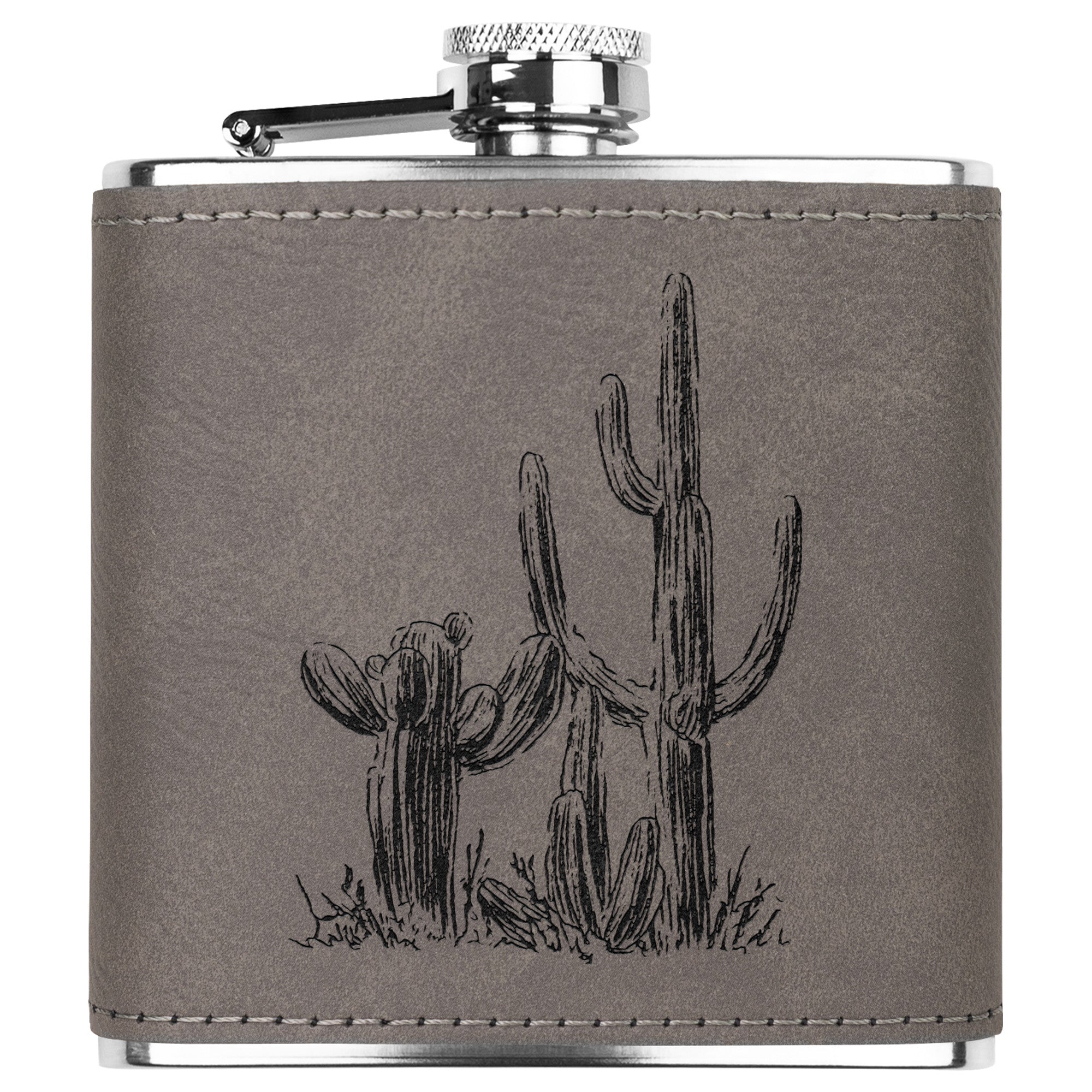 Premium Stainless Steel & Leather Cactus Flask - Insulated Travel Water Bottle for Outdoor Adventures, Camping, Hiking & Gifts