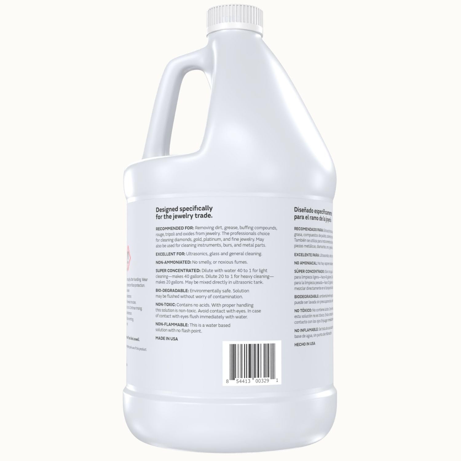 GemOro Professional Jewelry Cleaner Solution Concentrate - 1 Gallon for Ultrasonic Machines | Safe for Rings, Watches, Glasses, Earrings & More | Perfect for Jewelry Stores, Home Cleaning & Professional Use