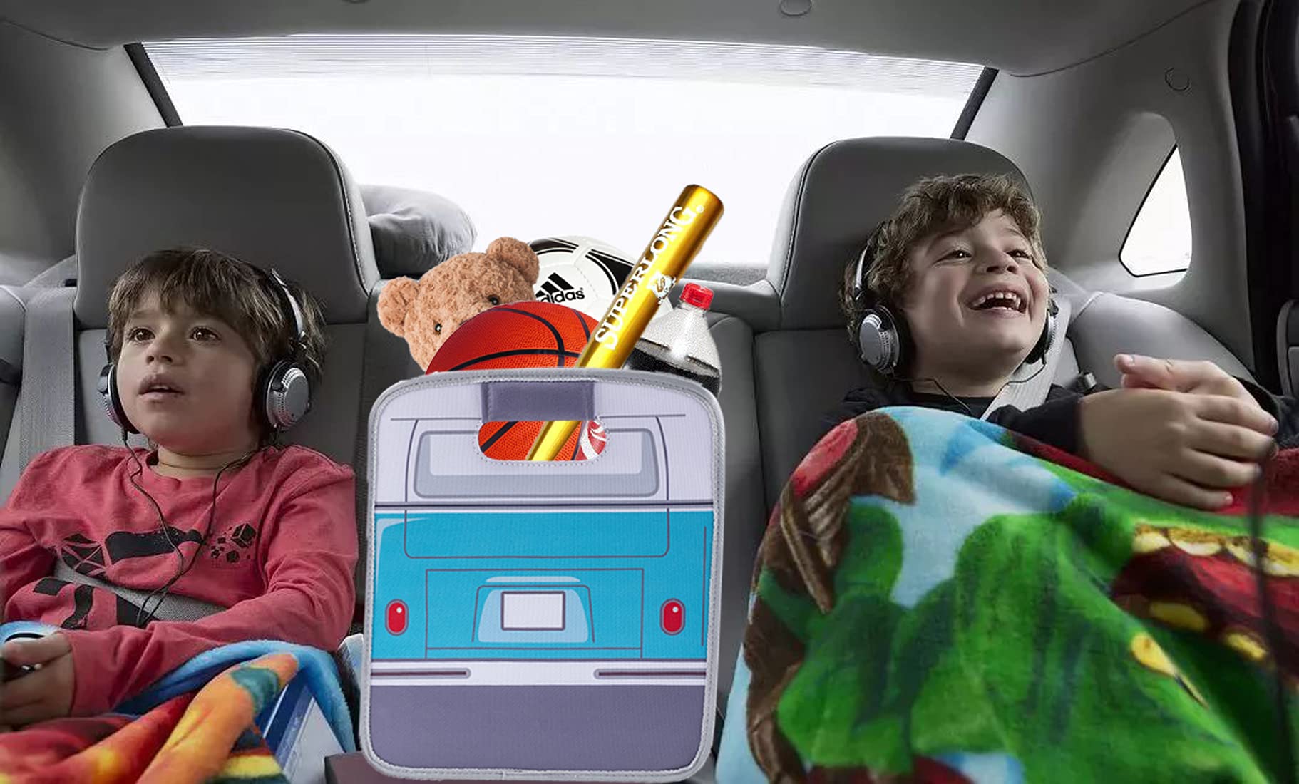 Car Organizer for Front & Backseat - Adjustable Dividers, Collapsible Multi-Compartment Automotive Storage | Perfect for Road Trips, Family Travel & Daily Commute