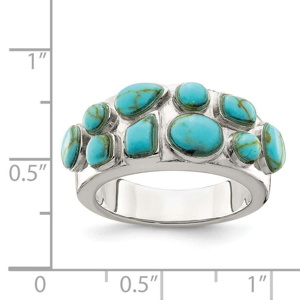 925 Sterling Silver Synthetic Turquoise Inlay Ring - Elegant Women's Fine Jewelry Gift for Her | Perfect for Weddings, Anniversaries & Special Occasions