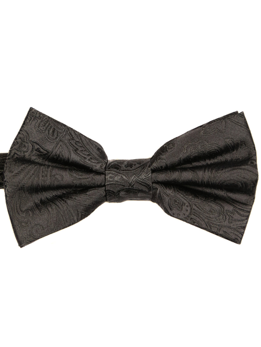 DÉCLIC Classic Paisley Bow Tie for Men - Elegant Charcoal Gray Necktie for Weddings, Prom & Formal Events