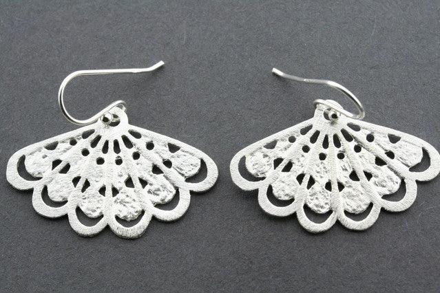 Sterling Silver Foiled Fan Earrings for Women - Elegant Dangle Drop Earrings for Party, Wedding & Special Occasions