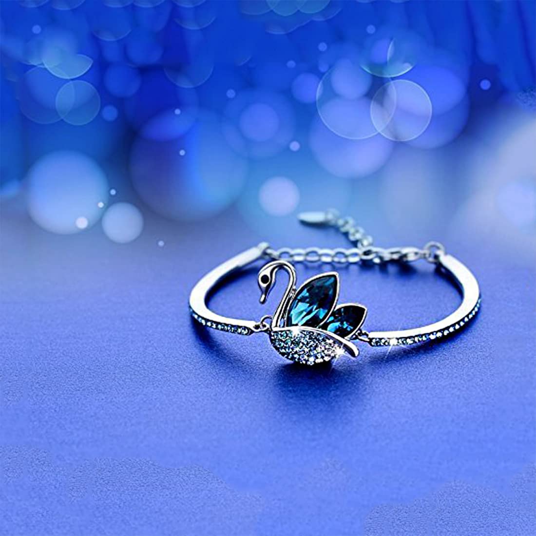 Yellow Chimes & Blue Crystal Bracelet for Women and Girls - Silver Tone Adjustable Charm Bracelet | Birthday, Anniversary Gift for Wife, Daughter, Sister | Perfect for Parties, Weddings, Everyday Wear