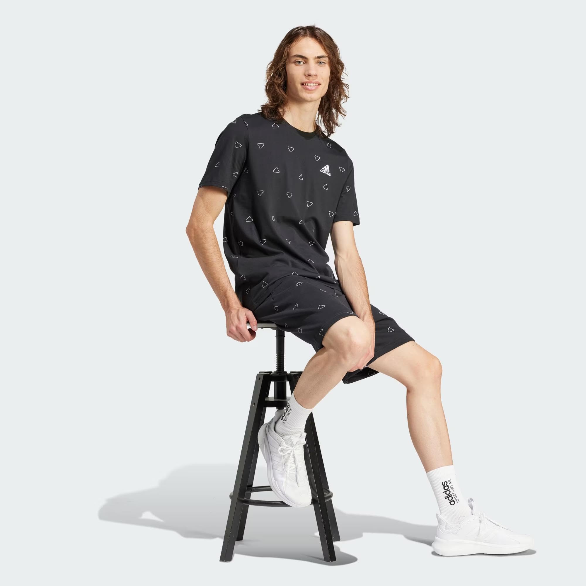 Adidas Men's Seasonal Essentials Monogram Graphic T-Shirt - Casual Comfort for Everyday Wear, Gym & Street Style