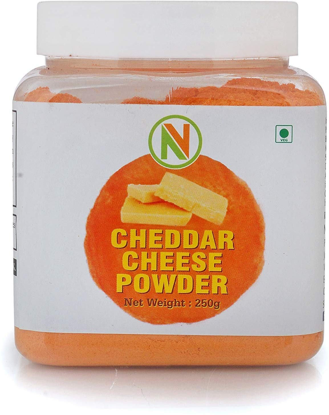 NatureVit Cheddar Cheese Powder 250g - Vegan Cheese Powder for Popcorn, Pizza, Pasta & French Fries | Dairy-Free Seasoning for Snacks, Baking & Cooking | Perfect for Movie Nights, Parties & Family Meals