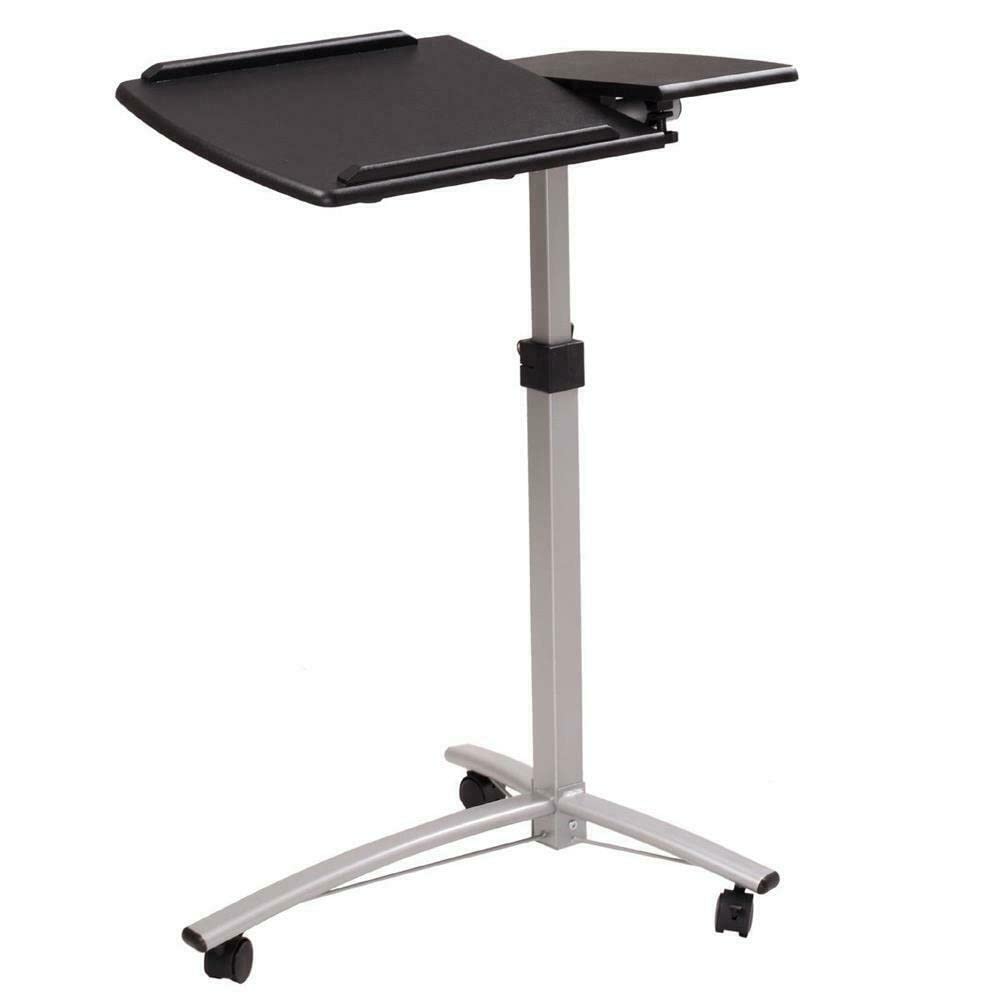 Adjustable Height Rolling Laptop Desk - Portable Standing Desk for Sofa, Bed & Home Office - Ergonomic Computer Table for Work, Gaming & Study - Perfect for Small Spaces & Multitasking