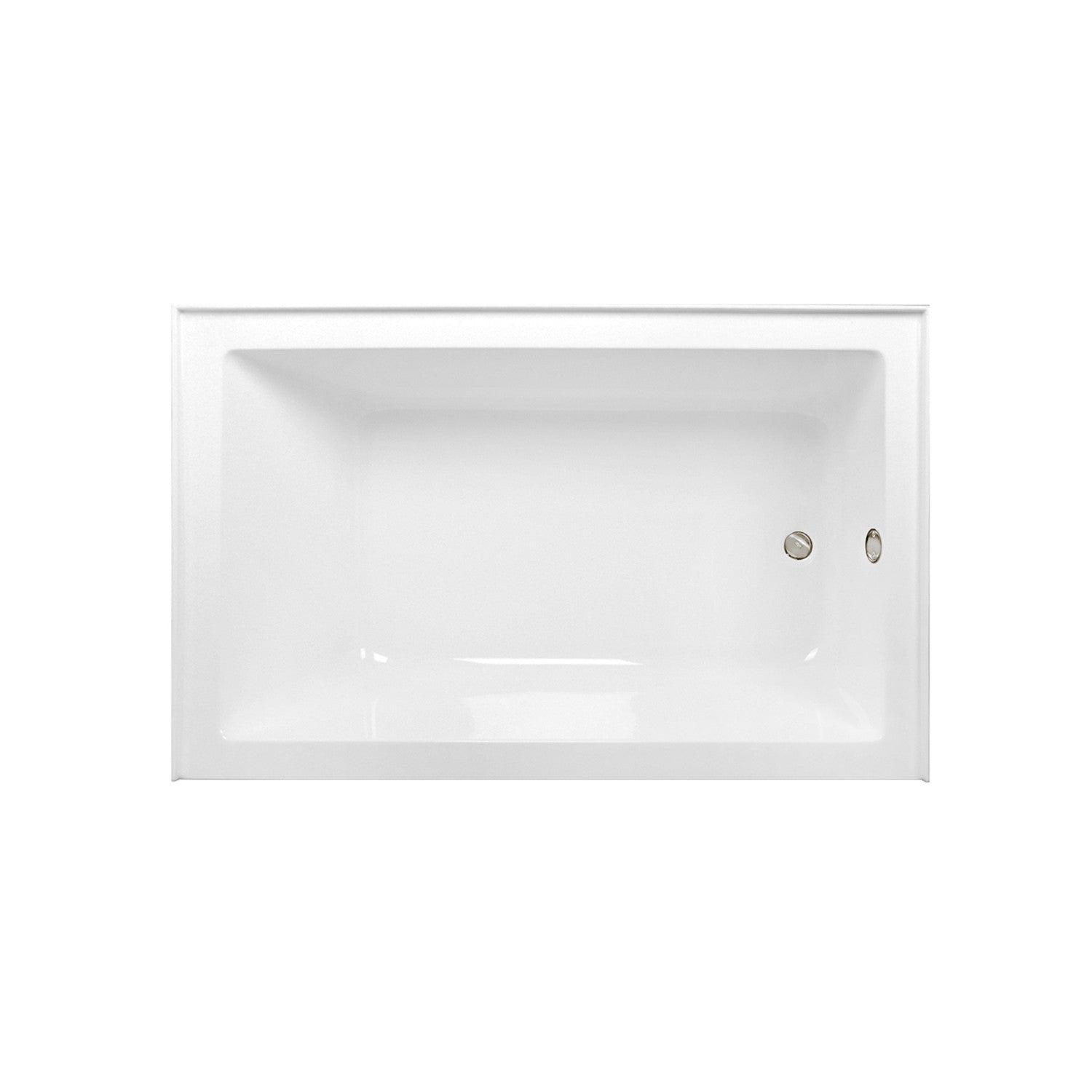 Aqua Eden 60 Inch Acrylic Rectangular 3 Wall Alcove Bathtub - Right Hand Drain, Glossy White with Polished Nickel Finish | Perfect for Modern Bathroom Renovations and Spa-Like Retreats