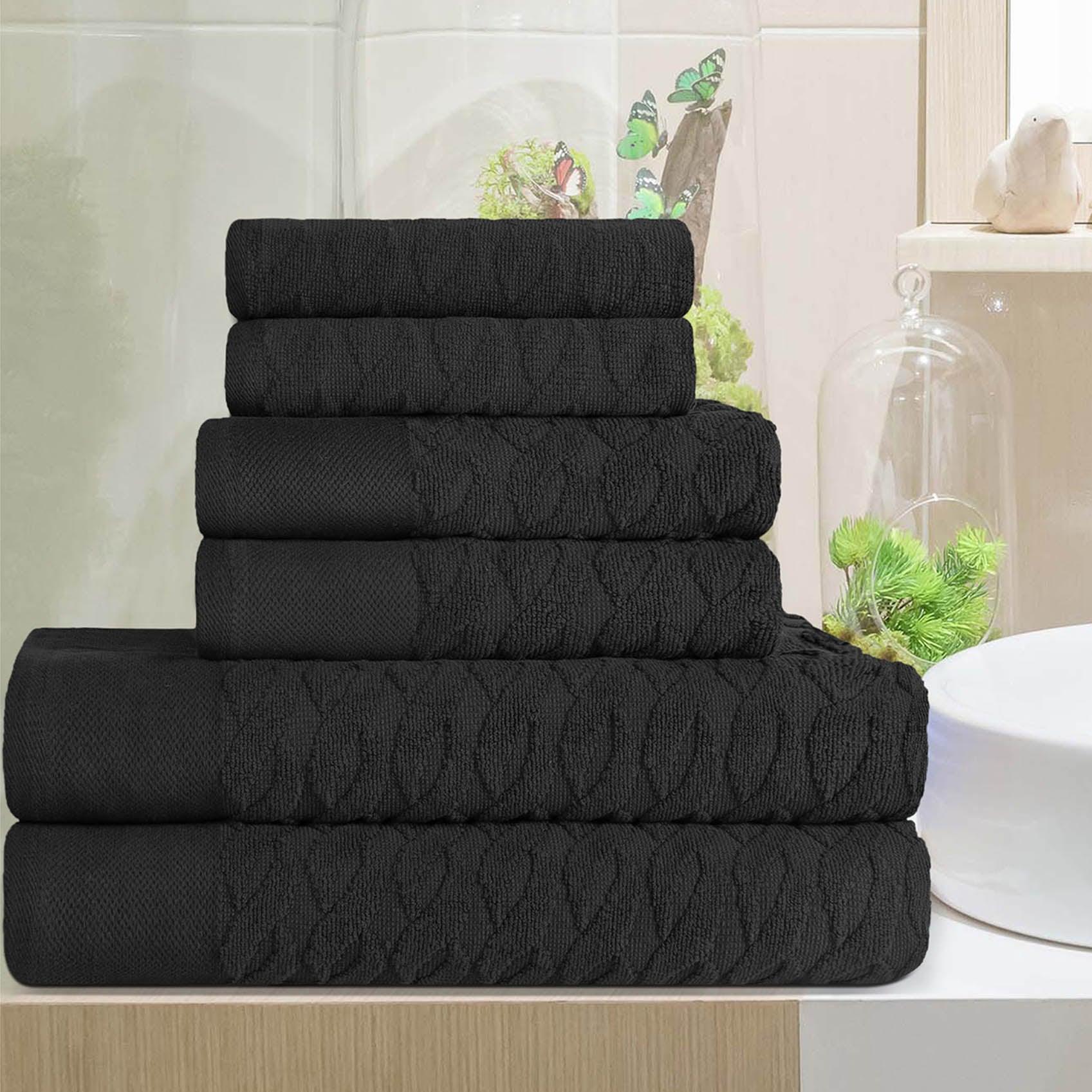 Premium Turkish Cotton Herringbone Jacquard 6-Piece Towel Set - Ultra Soft & Absorbent Bath Towels for Spa, Hotel & Luxury Home Use