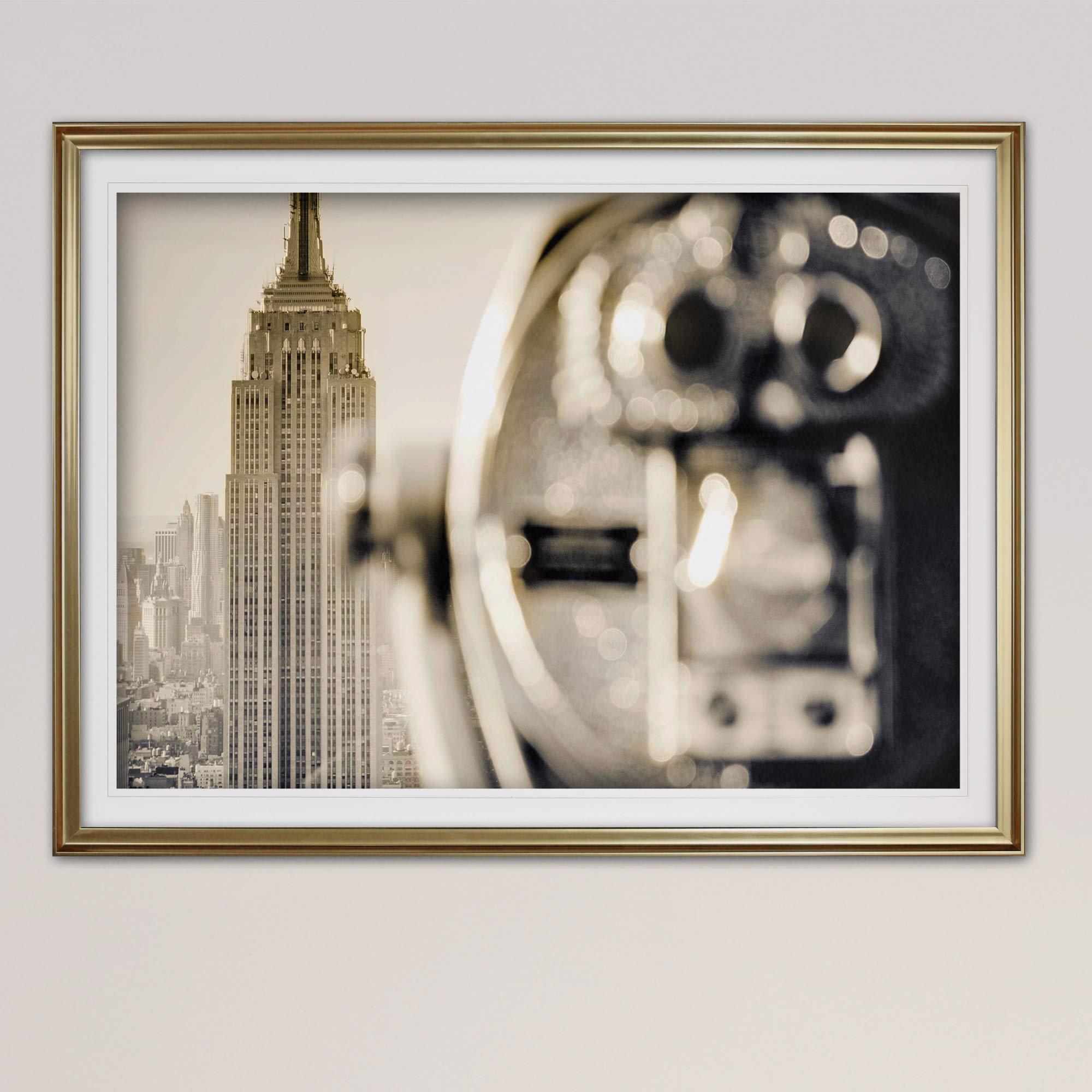 Empire State Building New York Cityscape Art - Framed Landscape Photography Canvas Print - Top of The Rock View - Perfect for Home & Office Wall Decor