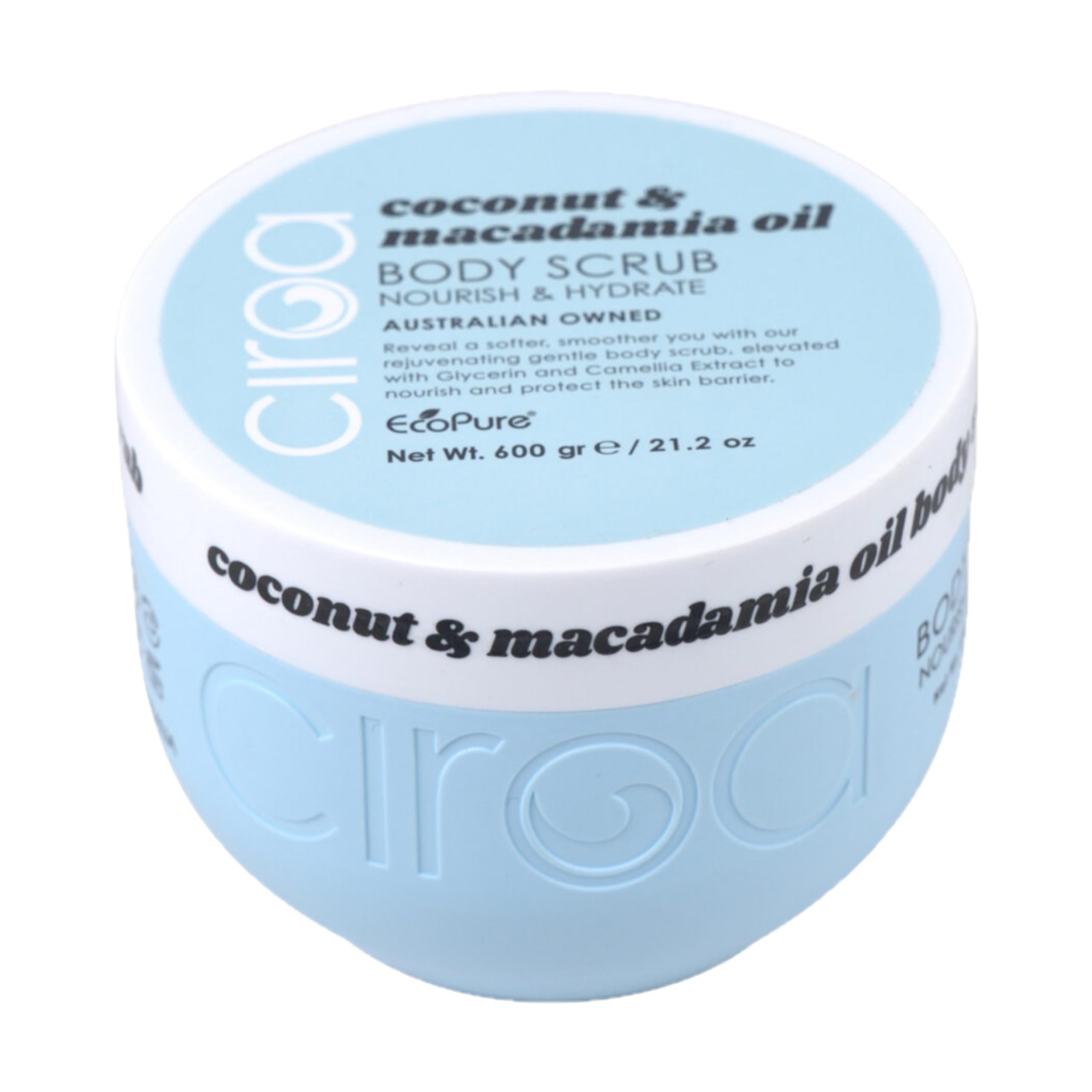 Ciroa Hydrating Coconut & Macadamia Oil Body Scrub 21.2 oz - Exfoliating & Moisturizing for Soft, Smooth Skin - Perfect for Shower, Spa & Self-Care Routine
