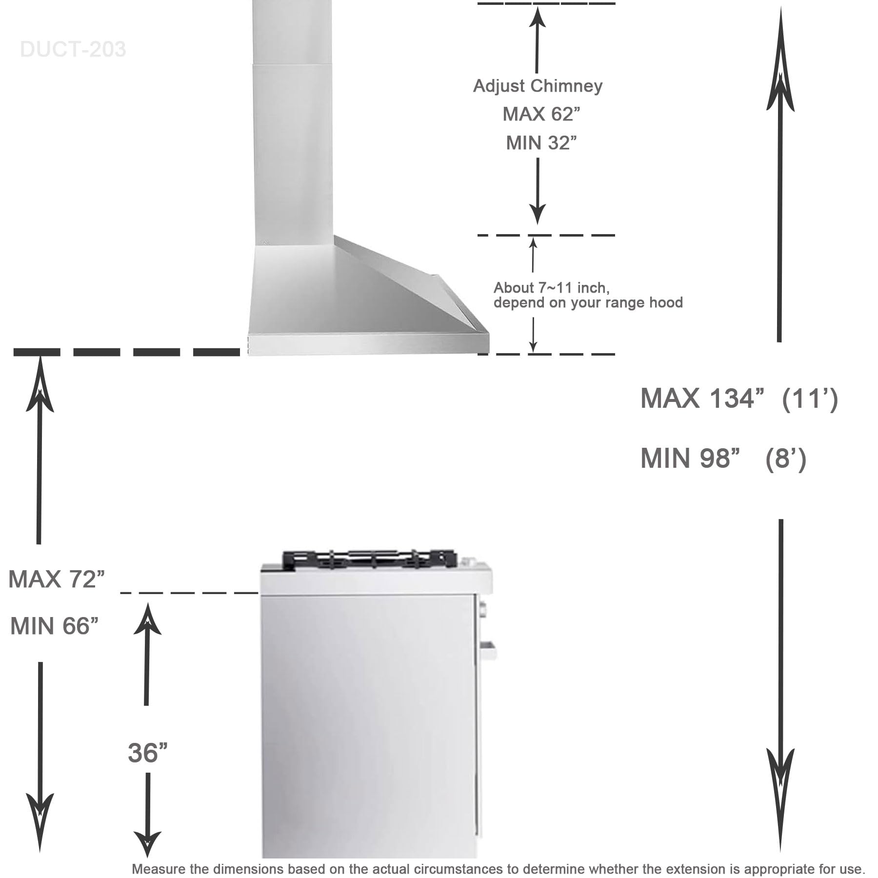 Stainless Steel Adjustable Range Hood Extension Chimney Duct Cover - Wall Mount & Ceiling Installation for Kitchen Ventilation
